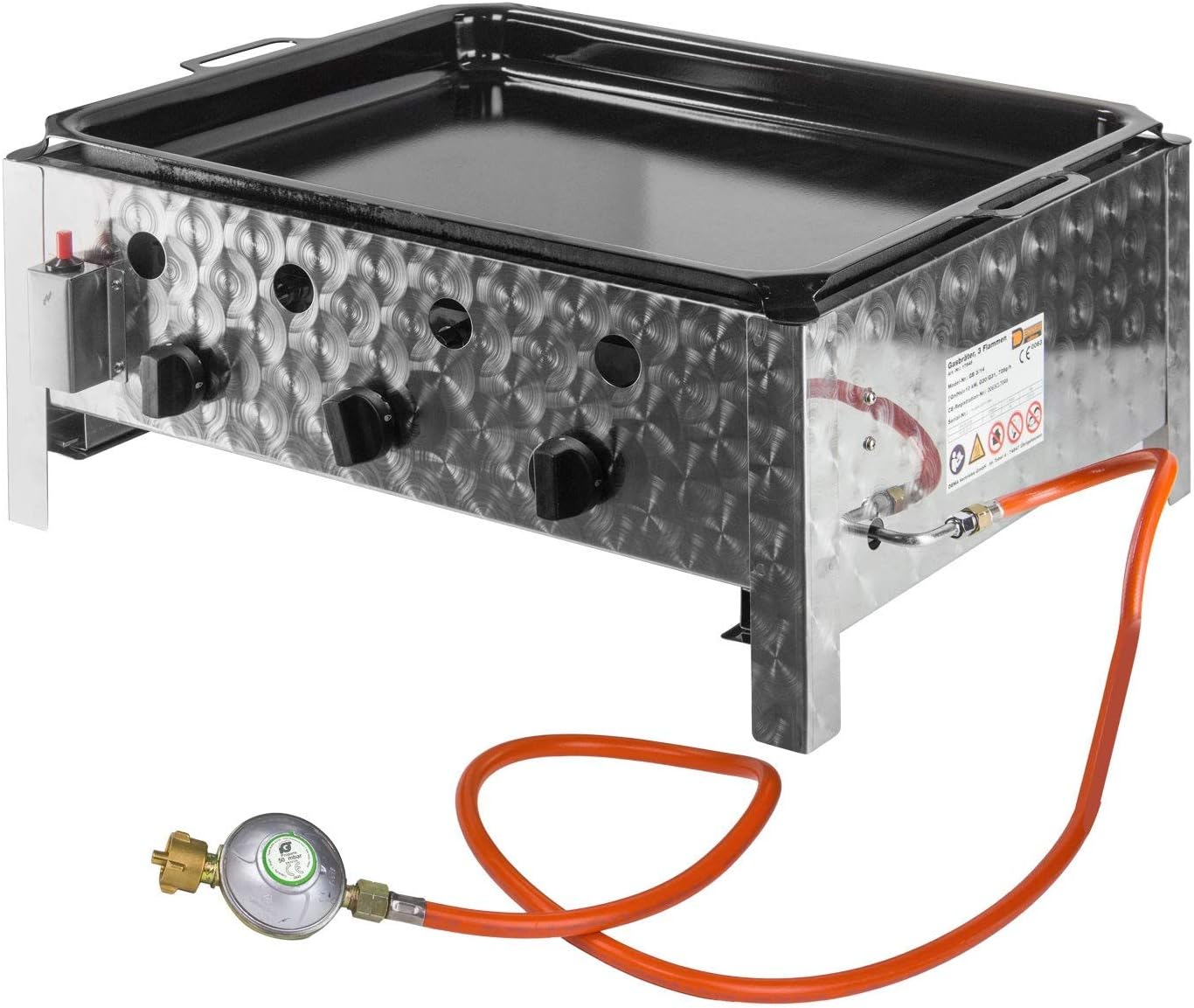 DEMA Gasbräter mit 3 Flammen – Leistungsstarker Gastrobräter für Grill & Outdoor-Küche – Ideal für Camping & Events