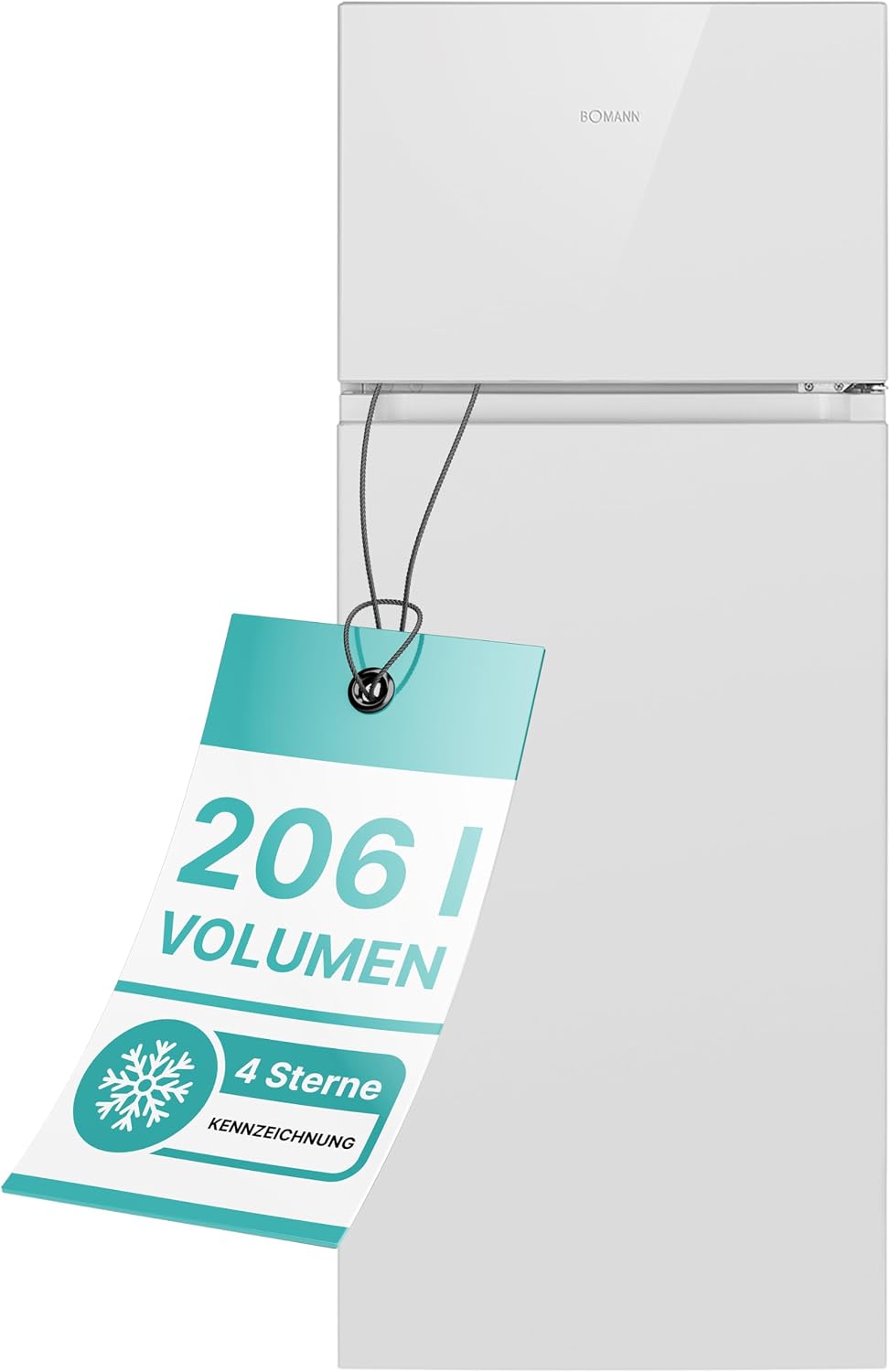 Bomann® Kühlschrank mit Gefrierfach | Kühl Gefrierkombination 206L | 4 Sterne-Kennzeichnung | Kühlgefrierkombi mit wechselbarem Türanschlag | Stufenlose Temperaturregelung | Kühlschrank DT 7318.1