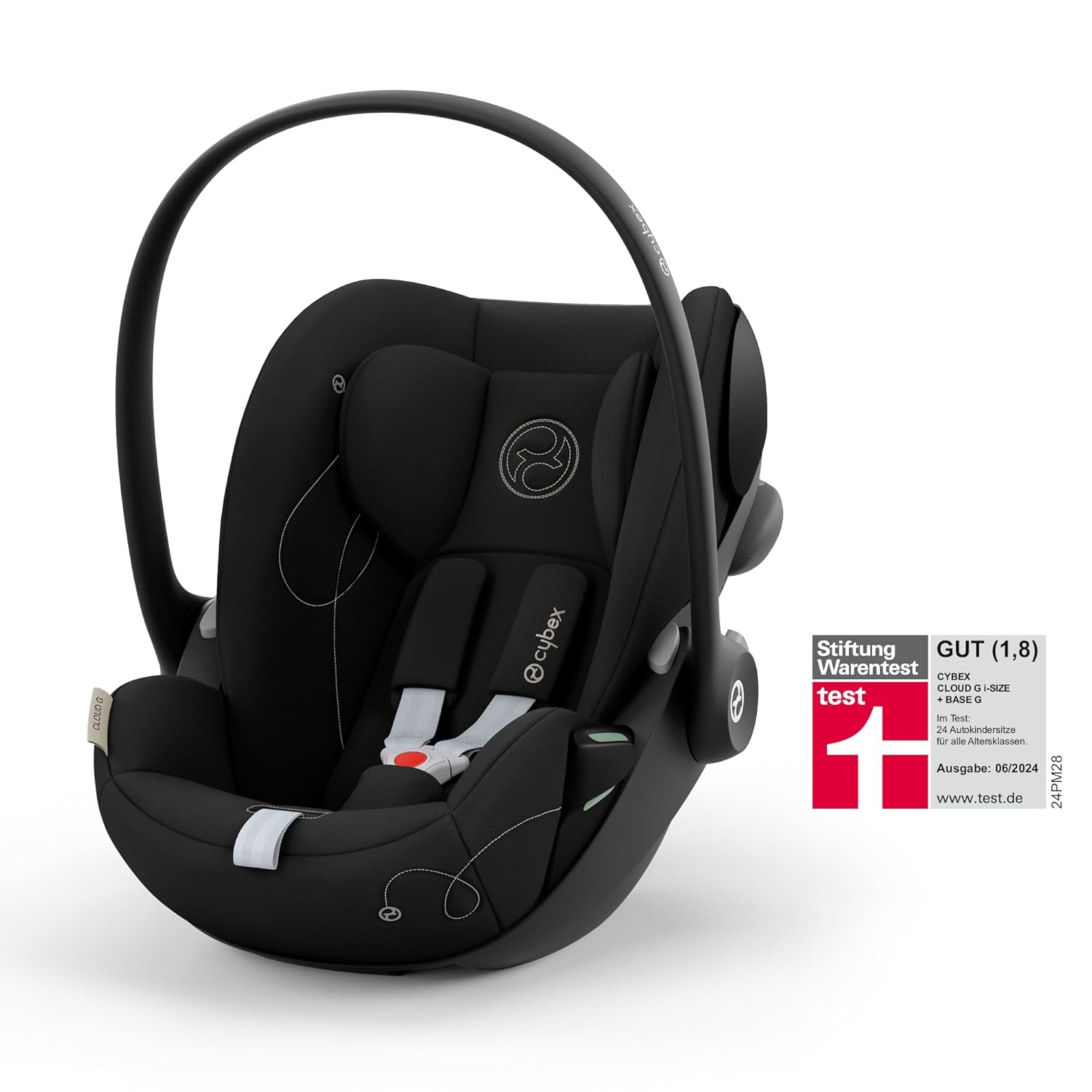 CYBEX Gold Babyschale Cloud G i-Size Comfort, Inkl. Neugeboreneneinlage, Ab Geburt bis ca. 24 Monate, Für Kinder ab 40 cm bis 87 cm, Max. 13 kg, Moon Black