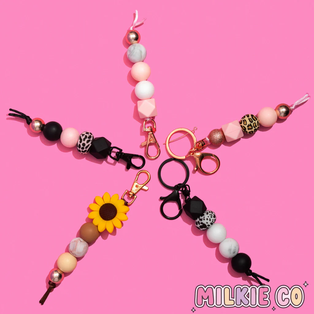 Blush Beaded Keychain