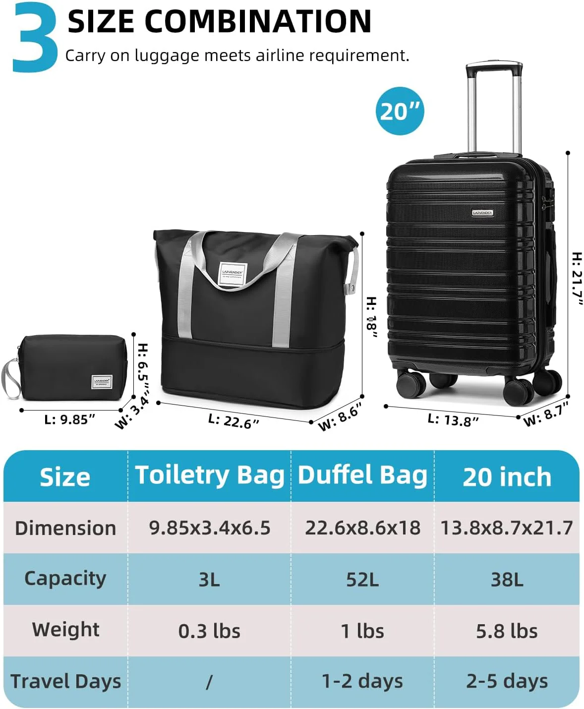 6-piece luggage set, expandable hardshell suitcase set with spinner wheels, lightweight rolling luggage set