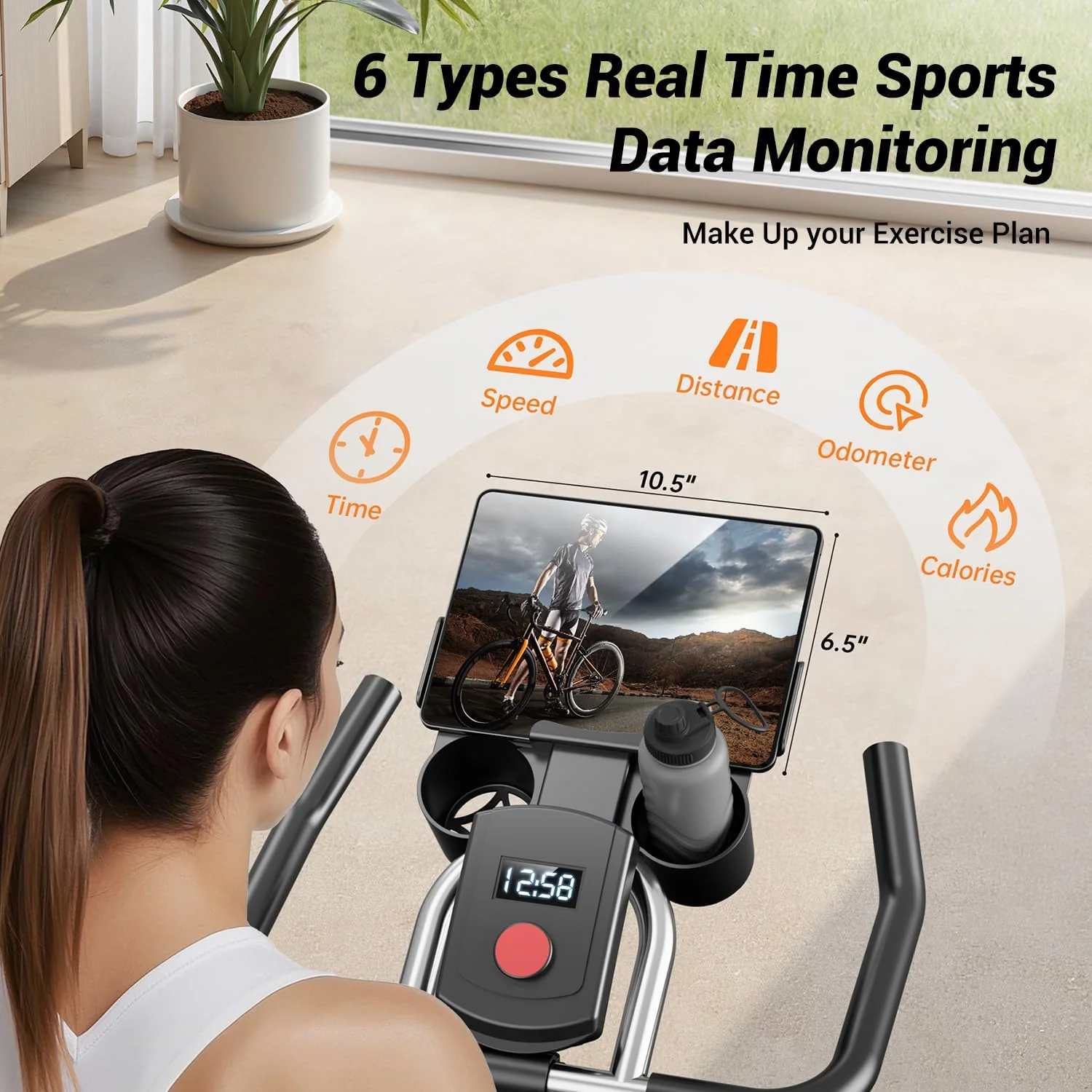 CURSOR FITNESS Exercise Bike. Stationary Bikes for Home. 300 LBS Capacity. Workout Bike with Silent Belt Drive. Indoor Cycling Bike with Extra Comfort Seat/IPad Mount/3 Bottle Holders