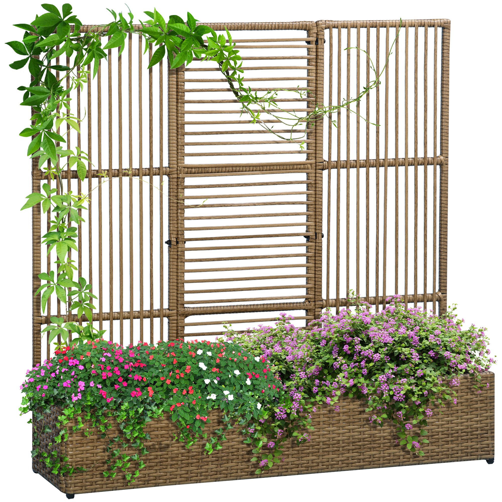 Plantenbak Bloembak met Klimhulp, Weerbestendig, 103 cm x 103 cm x 29 cm, Zand