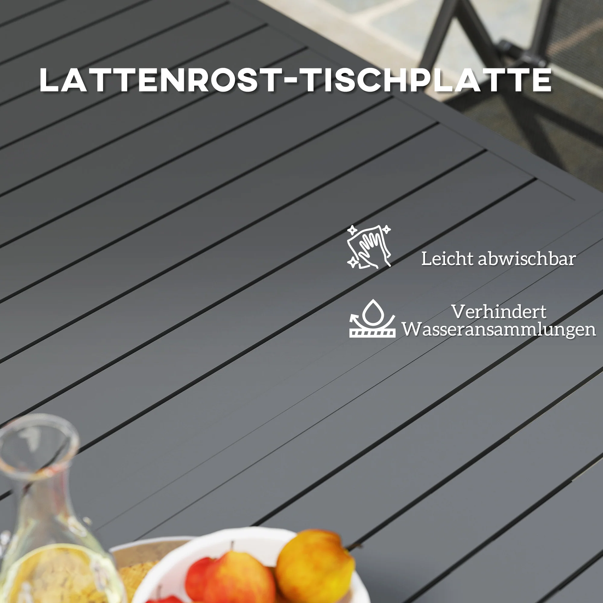 Outsunny Uitschuifbare Tuintafel Aluminium 160/220x90 cm Weerbestendig, Antislip Buffettafel Grijs