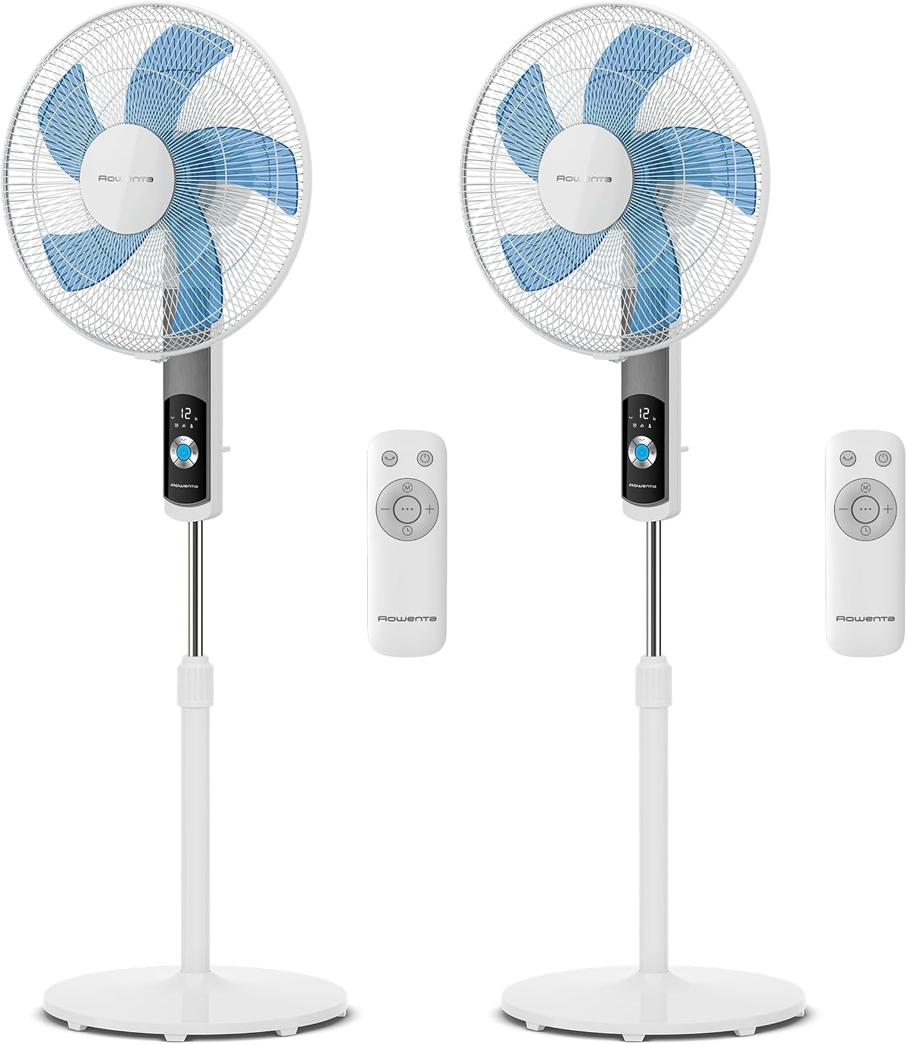 Rowenta Turbo Silence, Ventilateur sur pied, Silencieux, Puissant, Design durable, Écoénergétique, Timer 12h VU5650F0, Blanc (Lot de 2)