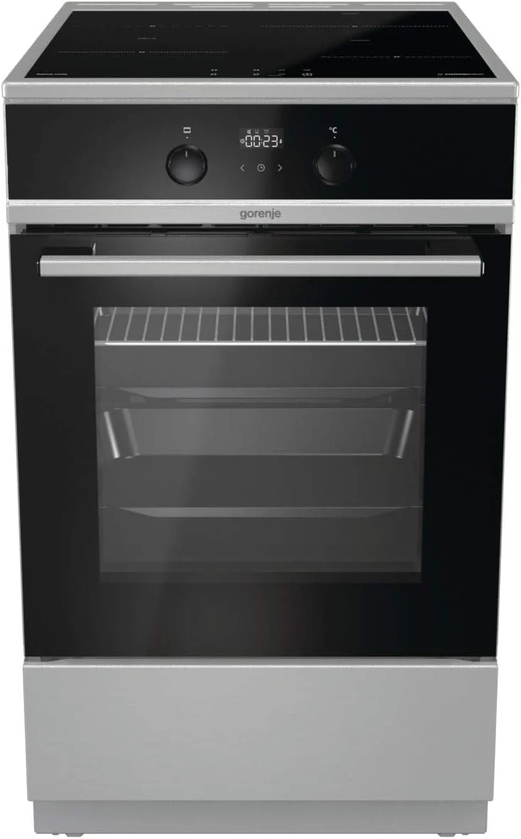 Gorenje GEIT5C61SPG vrijstaand fornuis met inductiekookplaat, 50 cm, 70 liter, zilver, PerfectGrill, AirFry, FrozenBake, Pizza Mode 300��C, AquaClean, Made in Europe, RVS