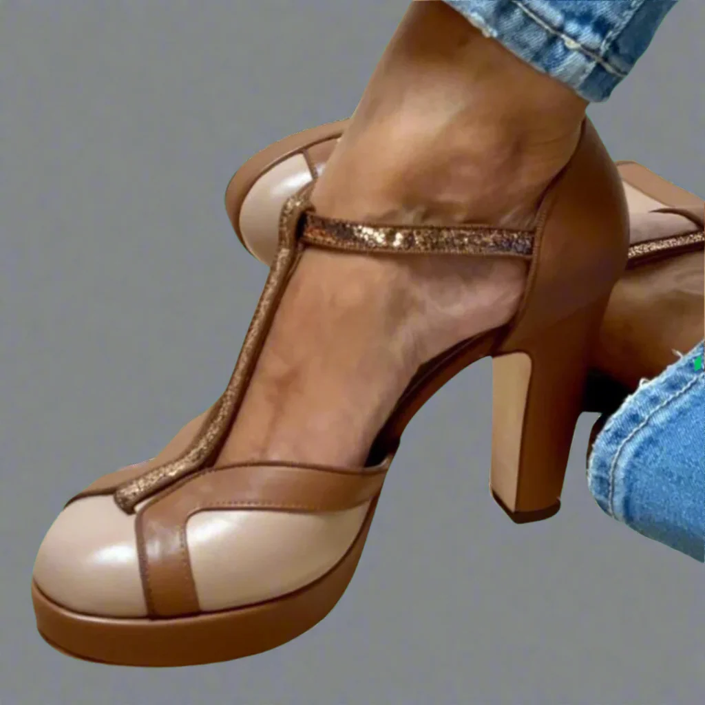 Bequeme Damen Sandalen mit Absatz | Elegante Riemchensandale mit gepolsterter Sohle und verstellbarem Riemen f��r Alltag und B��ro