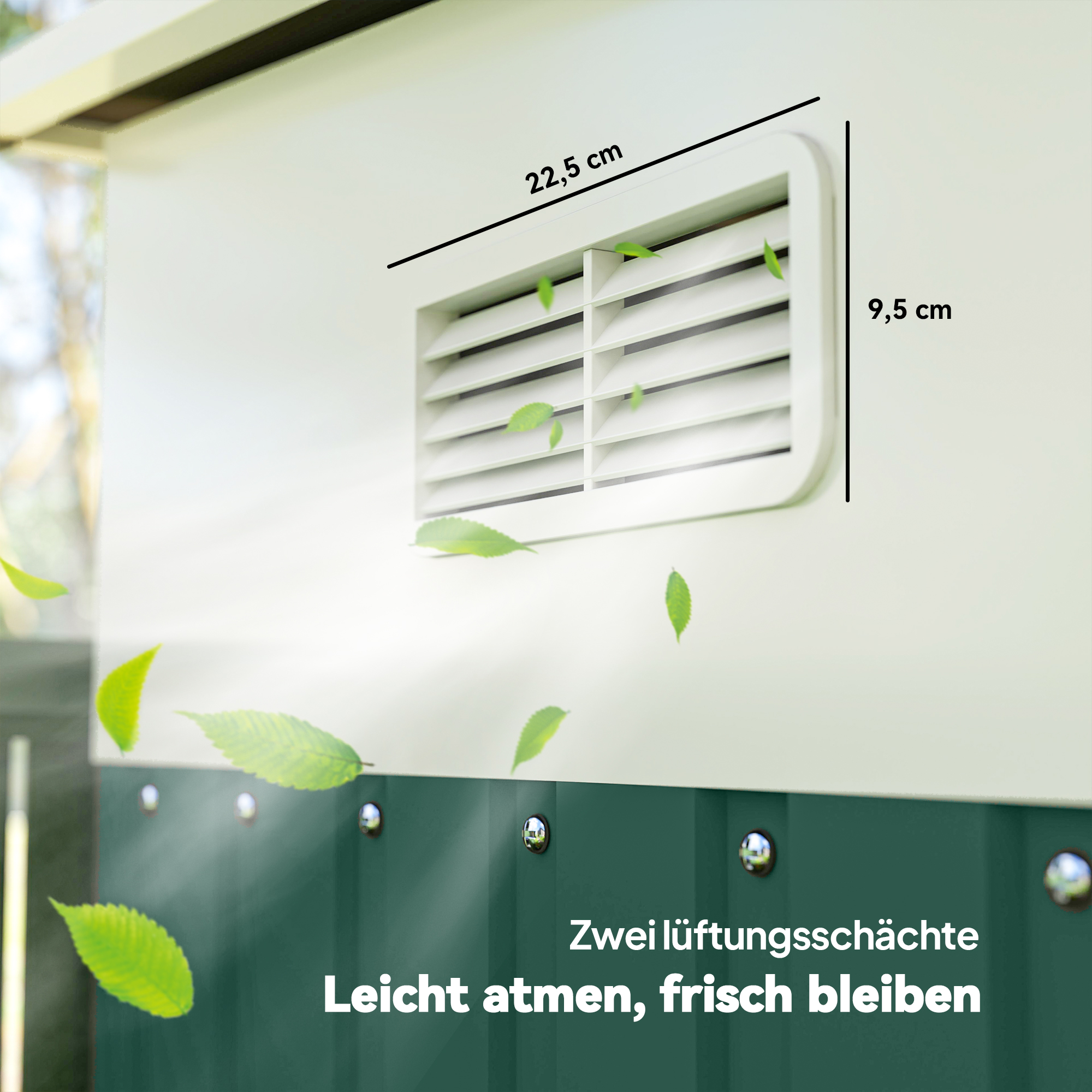 Metalen Tuinschuur Schuin Dak Afsluitbare Dubbele Deur 2,8 x 3,45 x 2,01m Groen