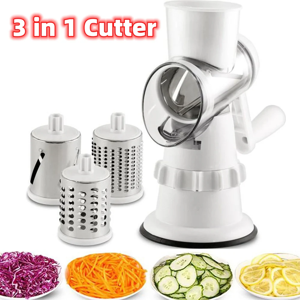 3-in-1 Manual Vegetable Slicer & Mandoline Chopper �?Multifunction Grater, Shredder & Potato Cutter