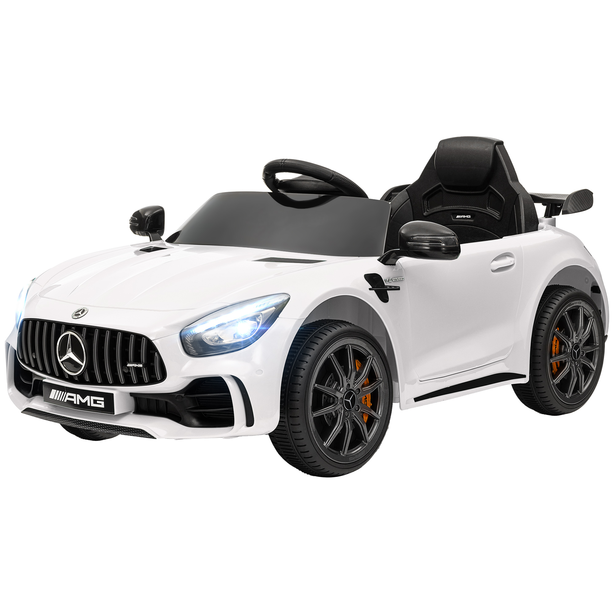 AIYAPLAY Elektrisch Kinderauto, Mercedes, 3-5 km/u, Afstandsbediening, Licht & Muziek, Wit