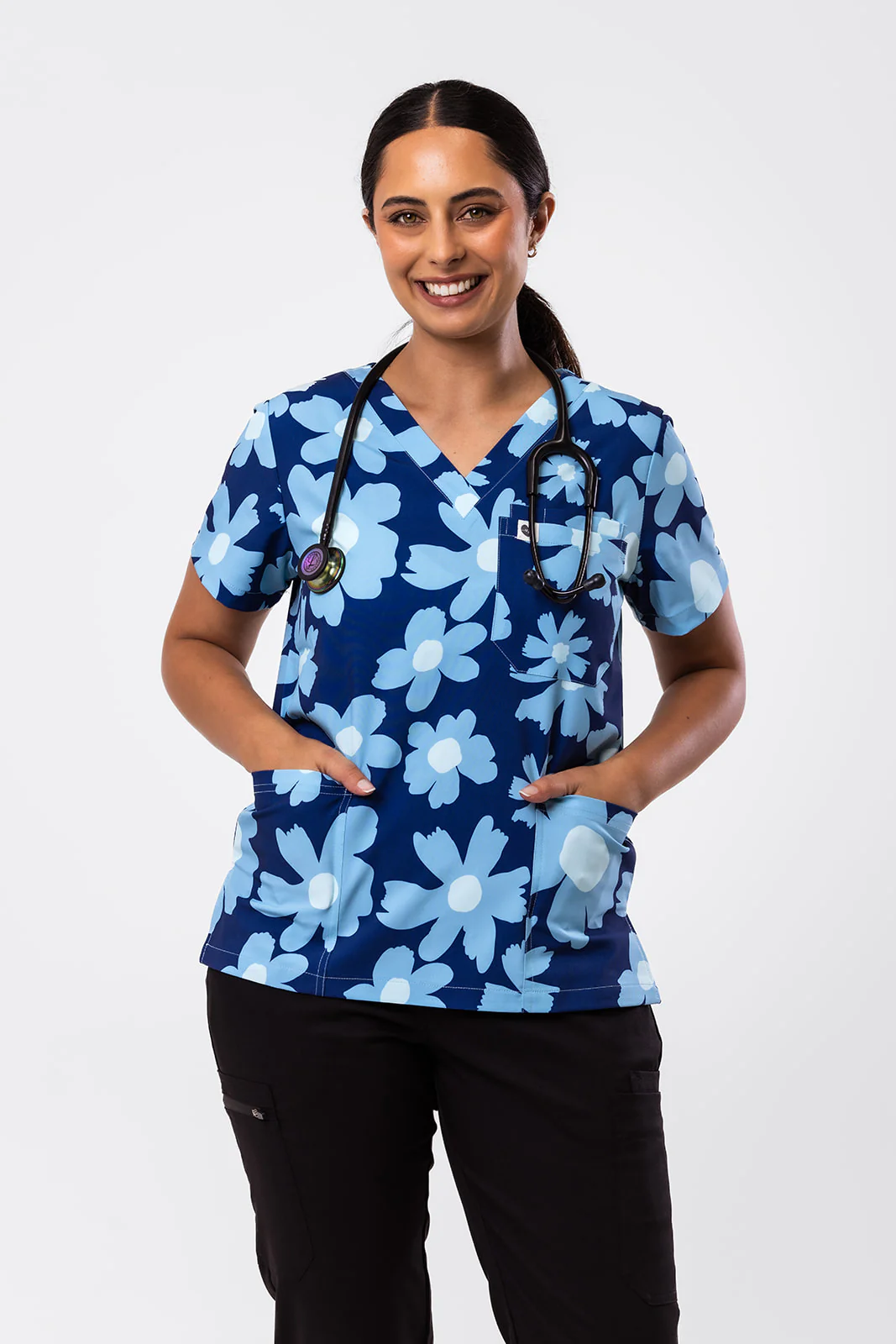 Frosty Blooms Scrub Top