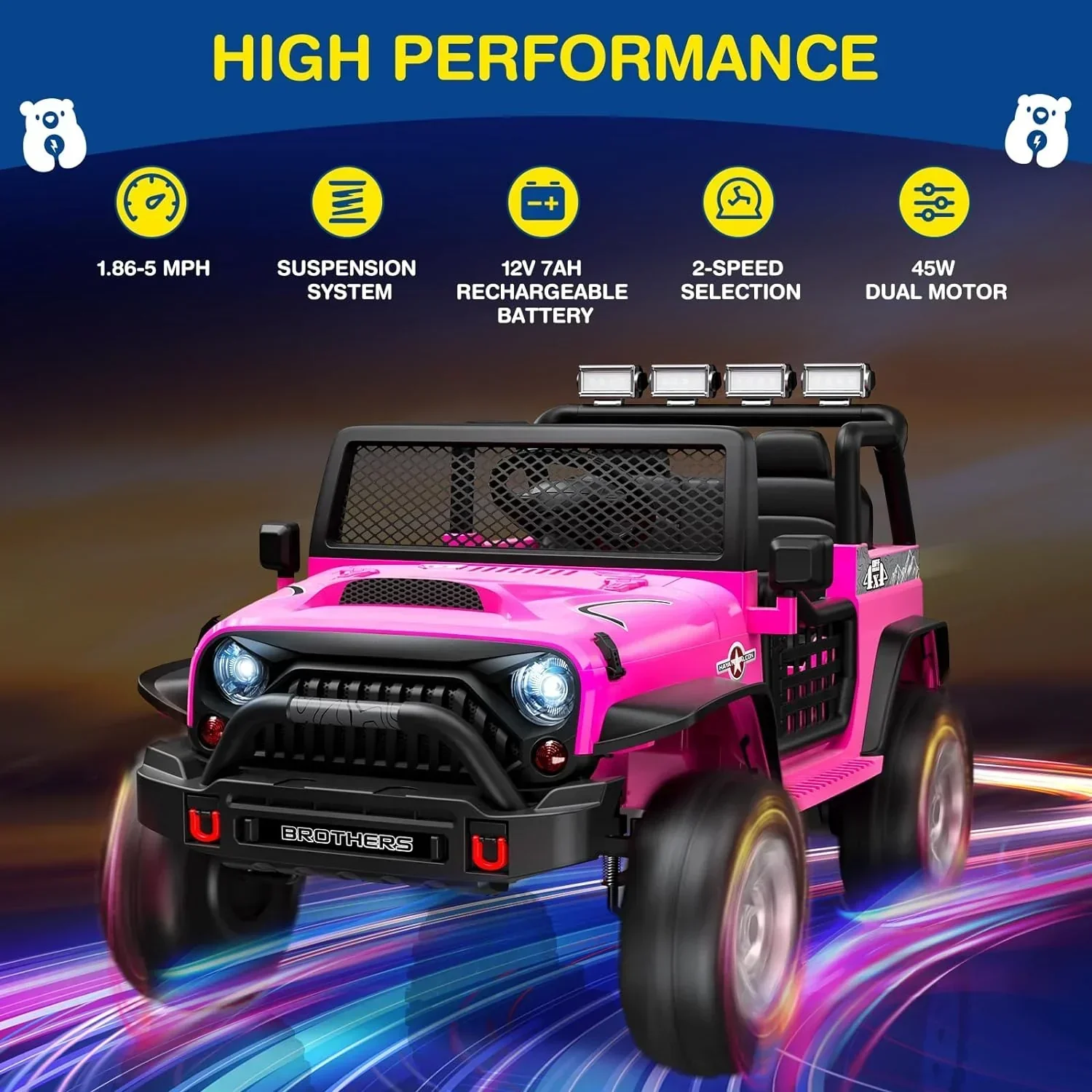 L8 Ride On Car 2 Seater 12V Kids Electric Car Remote Control 4-Wheel Suspension Bluetooth Speaker