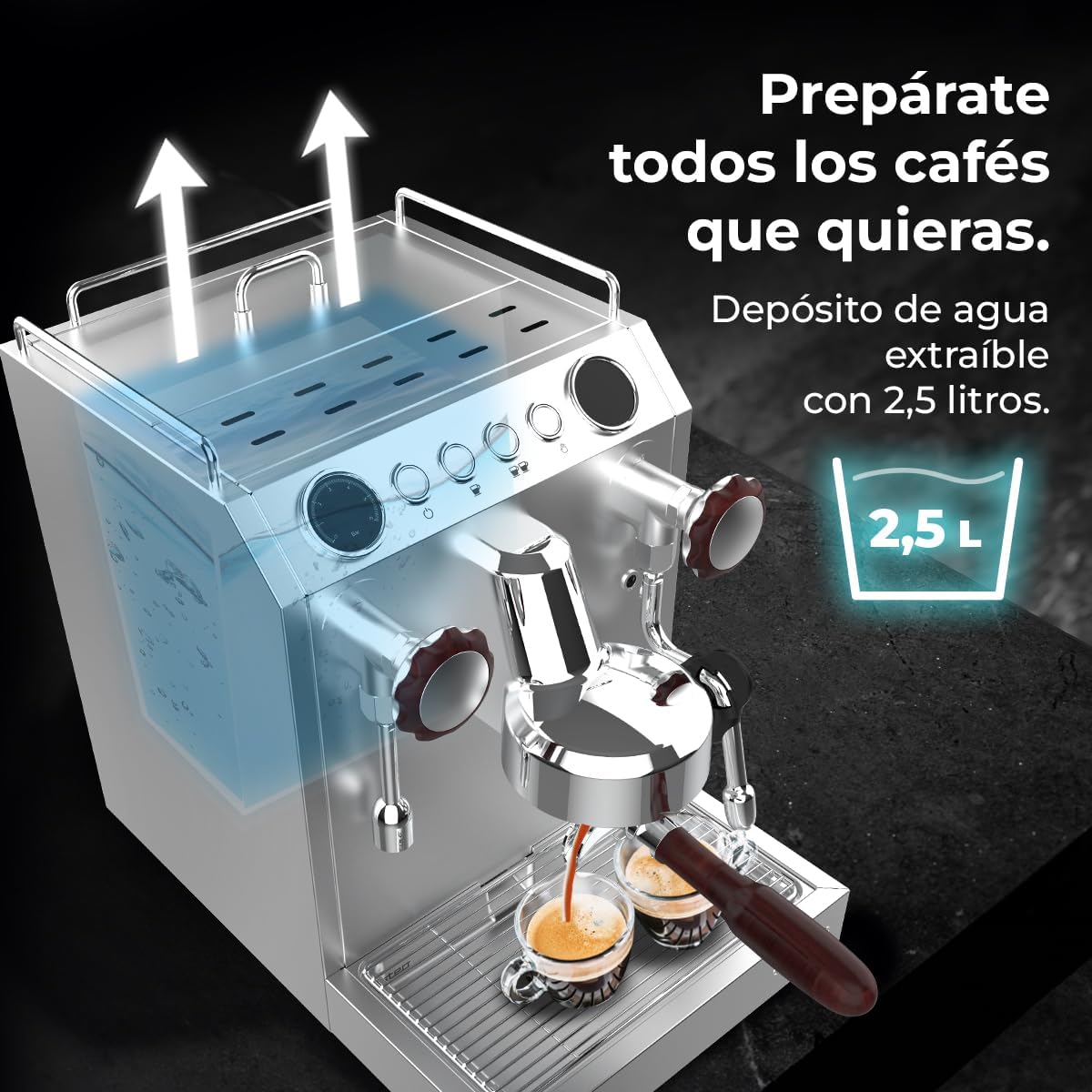Cecotec Espresso-Kaffeemaschine Barista Baristeo Intima, professionelle Barista-Espressomaschine, Vorbrüh-System, 15 Bar Pumpe, einfaches Befüllen, 1,7L Wassertank und Tassenwärmer