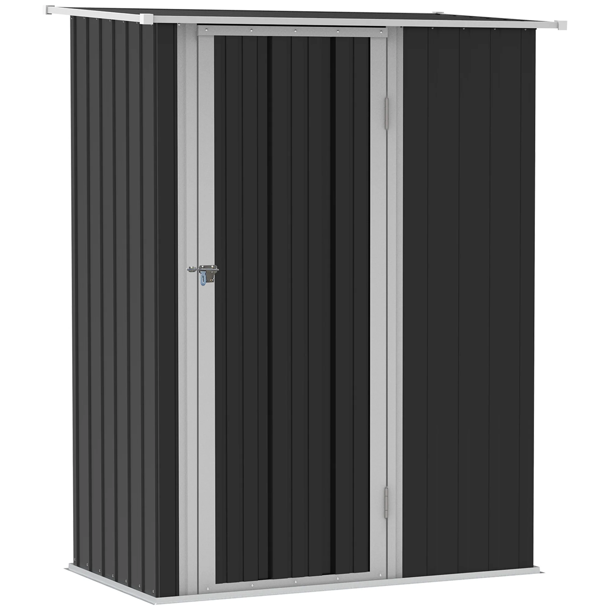 Outsunny Gerätehaus 142×84×189 cm Stahl Dunkelgrau