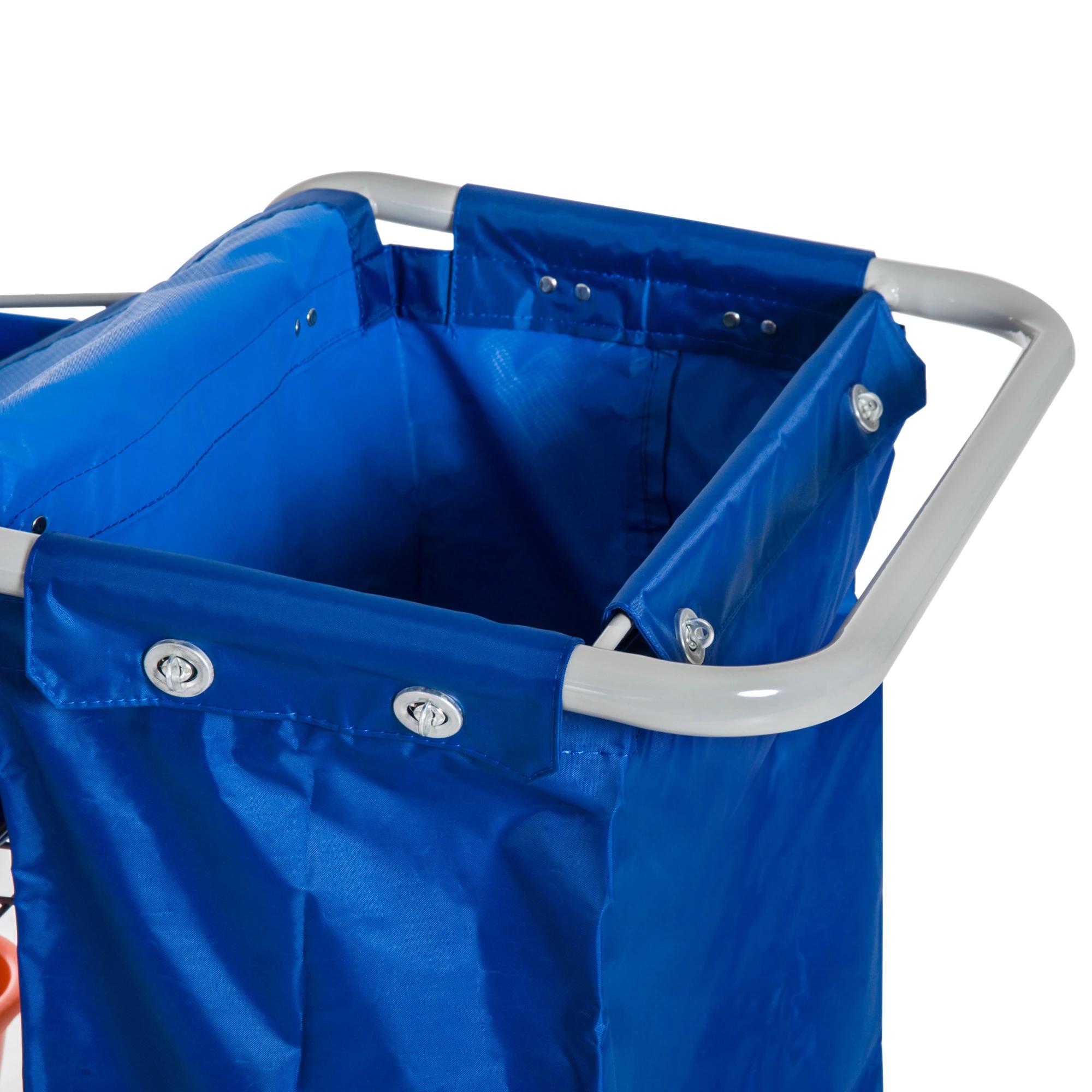 Schoonmaakwagen schoonmaaktrolley met wielen 4 verrijdbare emmers, dweilwagen, blauwe systeemwagen