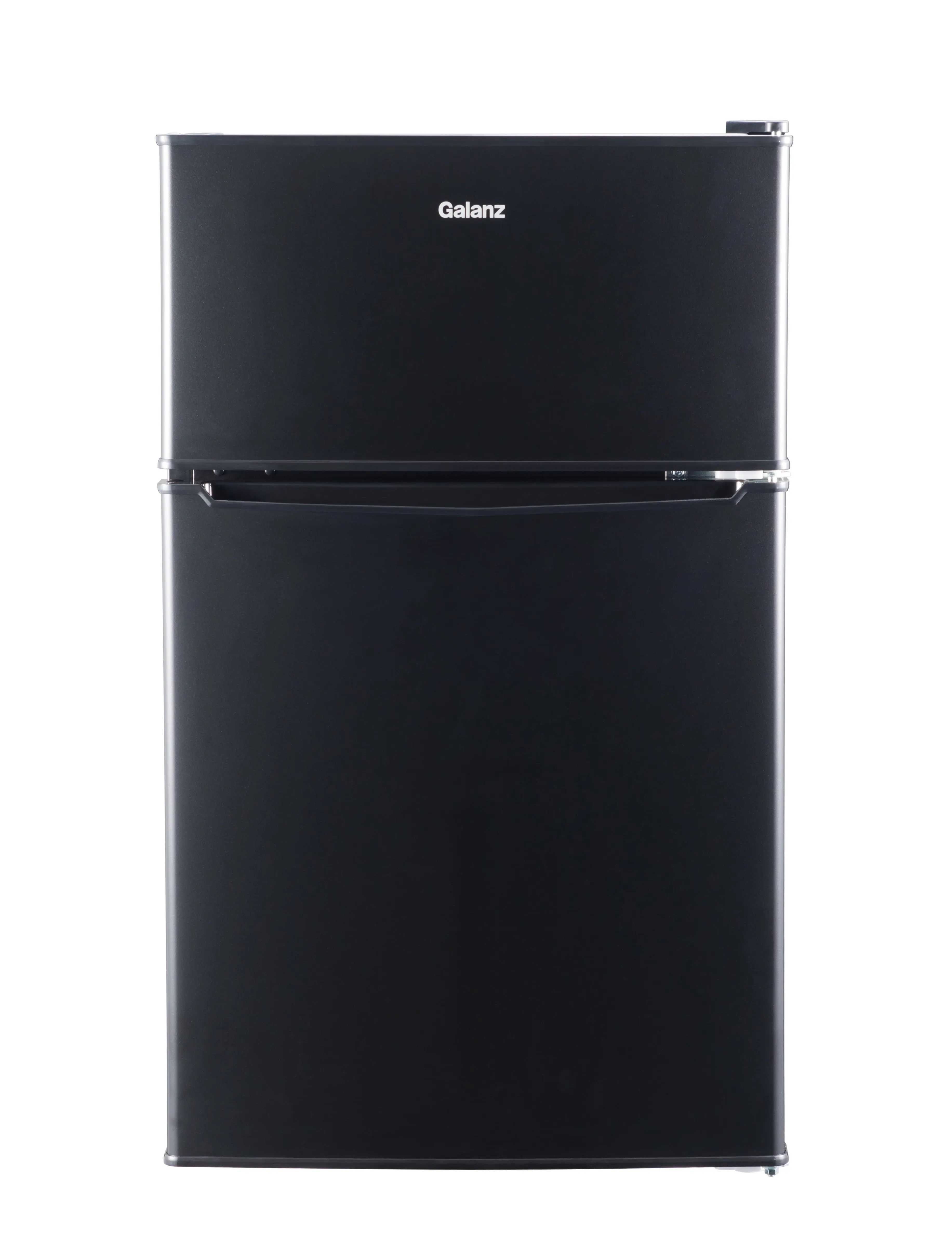 Galanz 3,1 Cu Ft Mini Koelkast met Twee Deuren en Vriezer, Roestvrij Staal, Estar, Nieuw