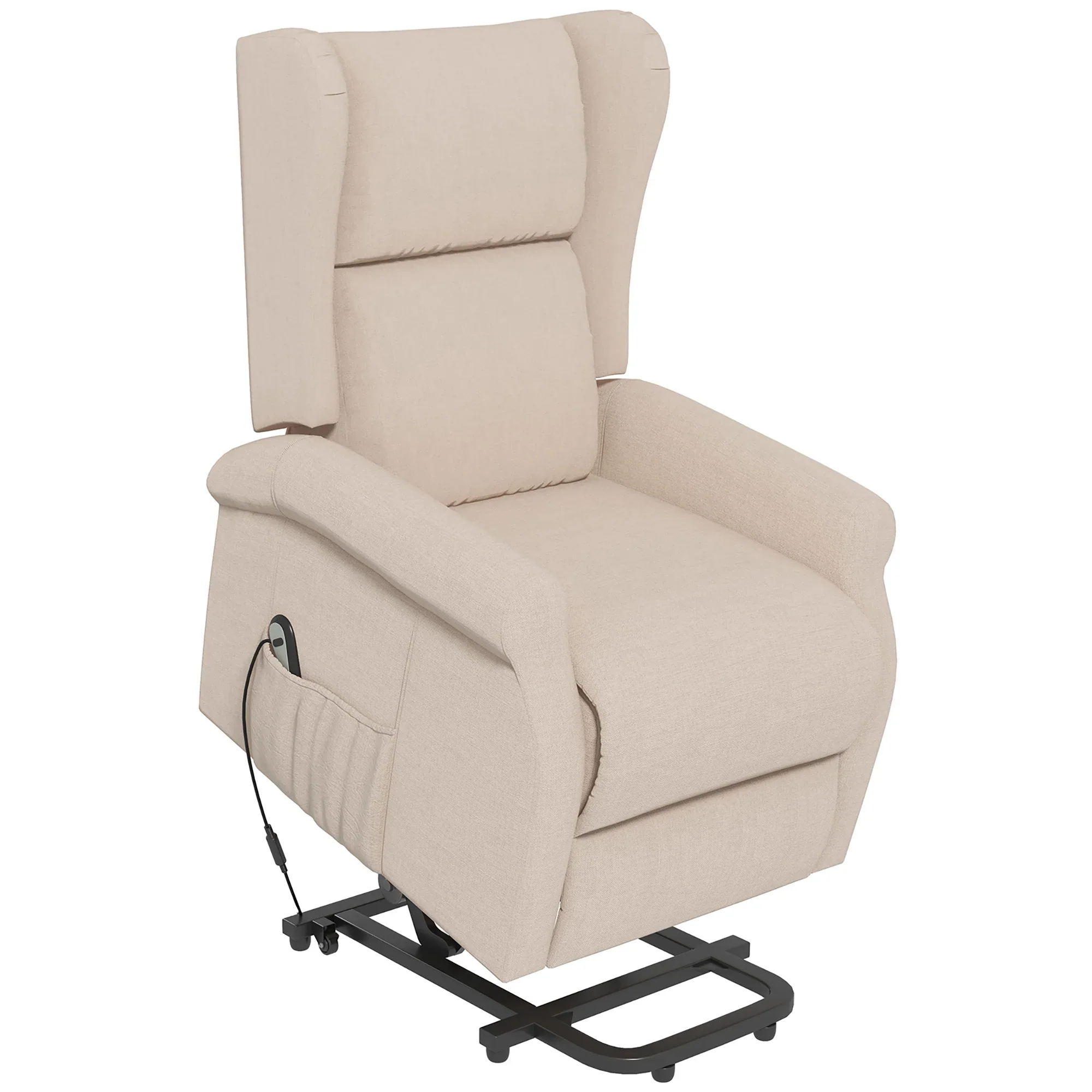 HOMCOM Elektrische sta-opstoel relaxfauteuil traploos verstelbaar cr��mewit