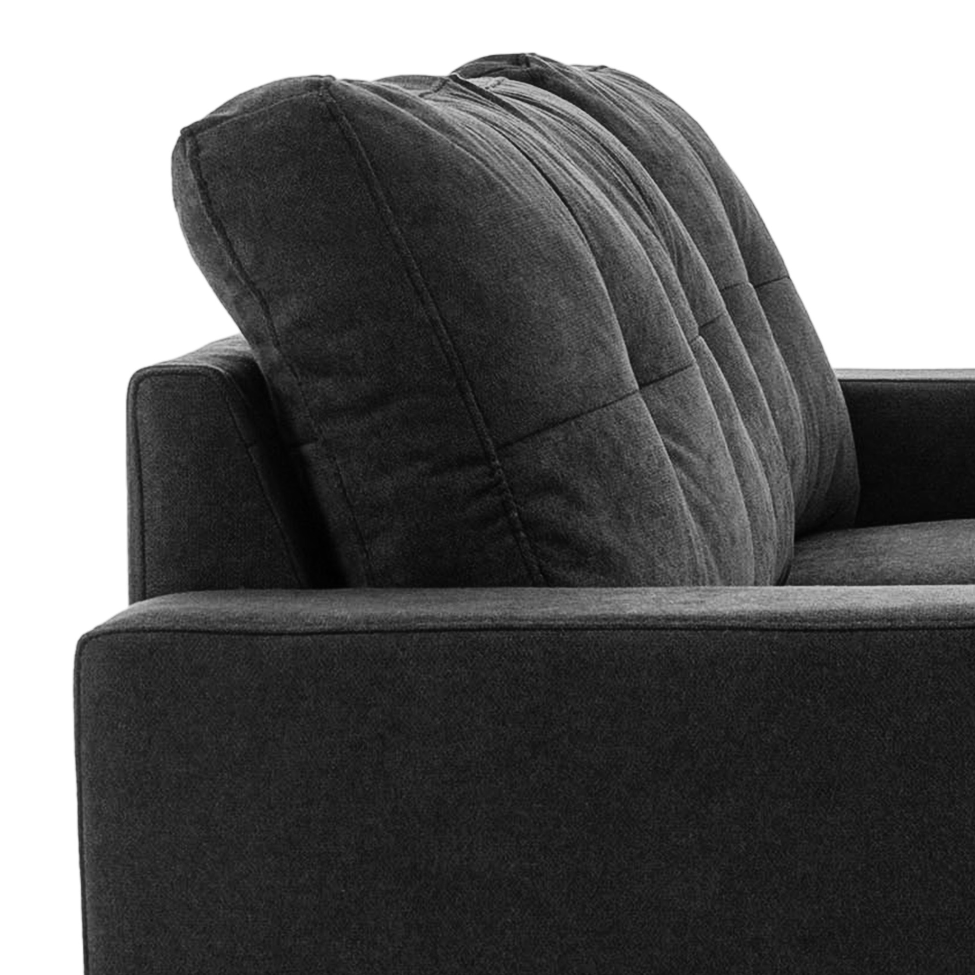 3-zits hoekbank, linnenlook, omkeerbare chaise longue, 193x136x85 cm, zwart