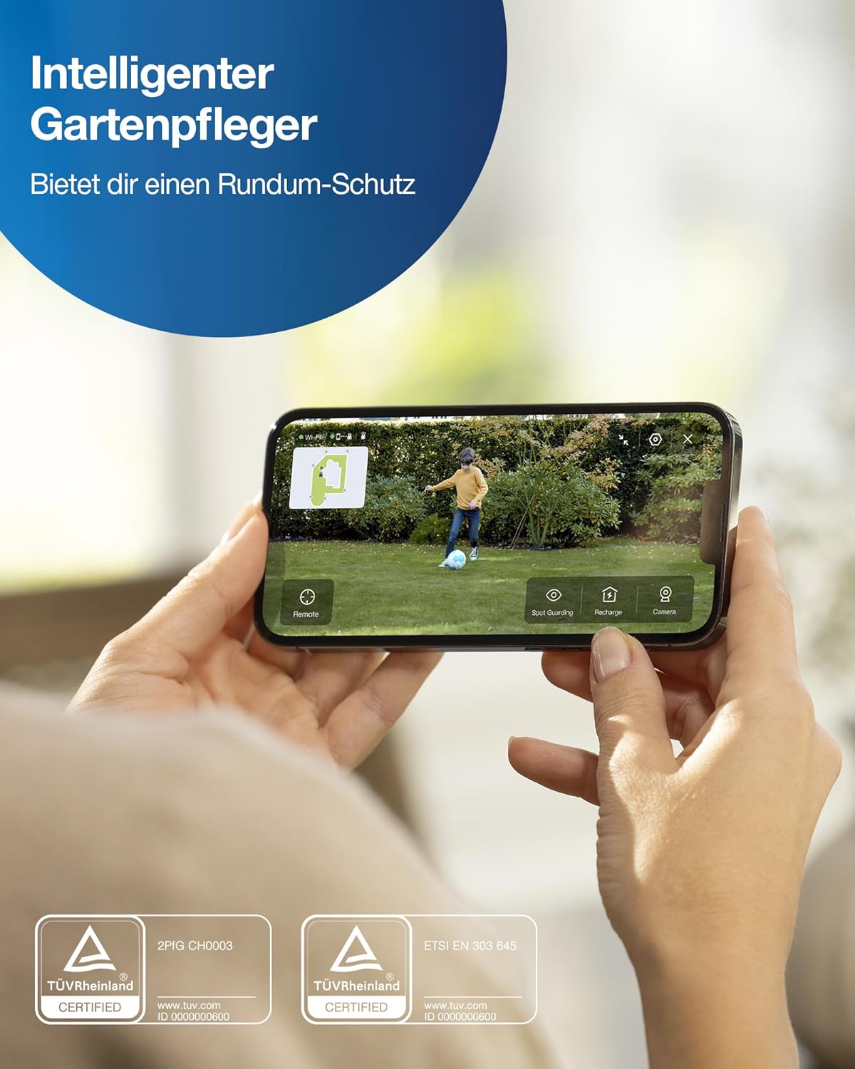 ECOVACS GOAT G1-800 Mhroboter ohne Begrenzungskabel 800㎡, Rasenmher Roboter mit TrueMapping-Multifusionslokalisierung,   Hindernisvermeidung, 16-Zonen-Management, 45% Steigung, Videomanager