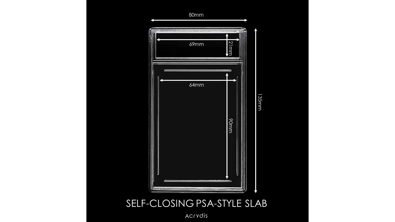 SELF-CLOSING CLEAR PSA-style slab 64-90mm (Standard Size Card) - **No ultrasonic welding necessary**