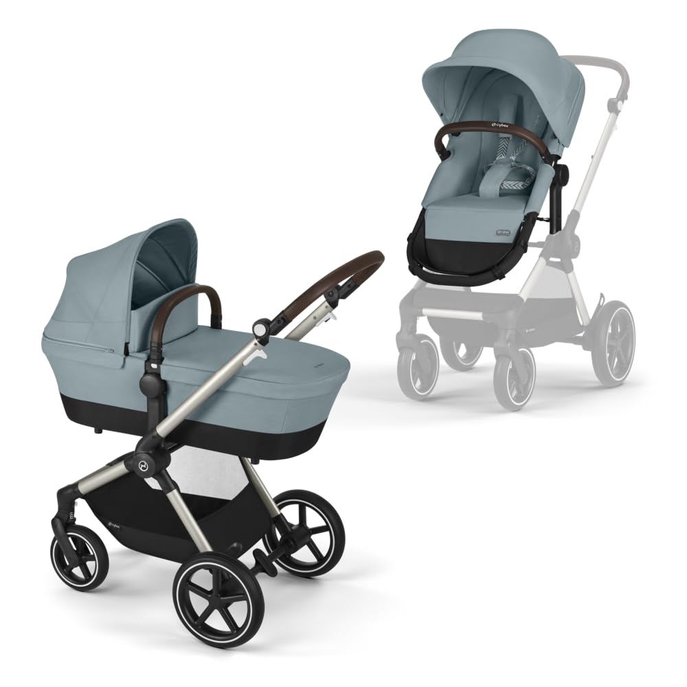 CYBEX Gold Kinderwagen EOS Lux 2-in-1, Reisesystem, Ab Geburt bis 22 kg (ca. 4 Jahre), Moon Black
