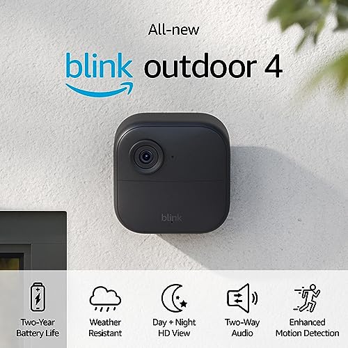 Blink Outdoor 4 Smart Security Camera (4th Gen) – Wire-Free, 1080p HD, 2-Year Battery, Night Vision, Alexa Compatible, 3-Pack