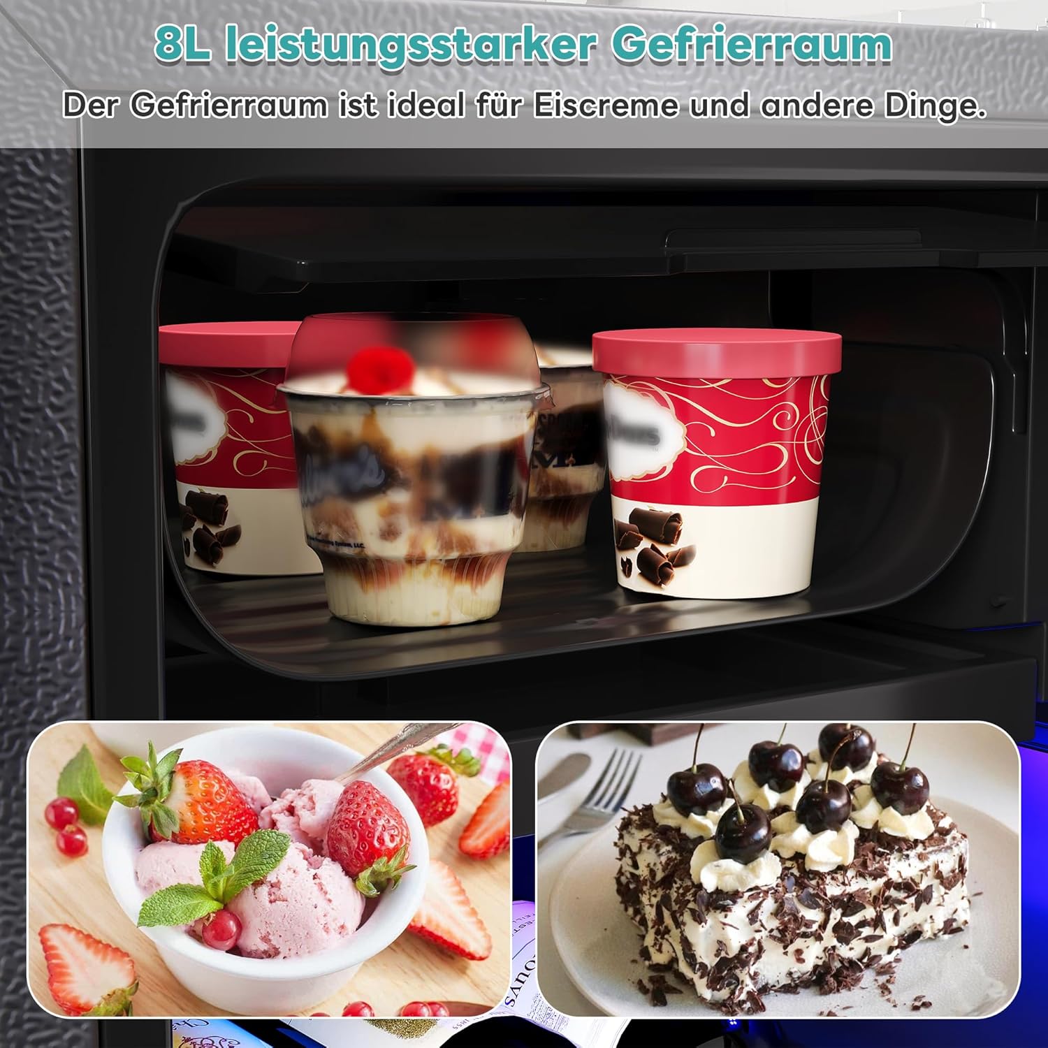Merax Kühlschrank 128L, Freistehend Getränkekühler mit 120L-Kühlschrank + 8L-Gefrierschrank, mit LED-Innenbeleuchtung und Verstellbare Einlegeböden, Superleise für Restaurant, Bar, Getränke und Bier