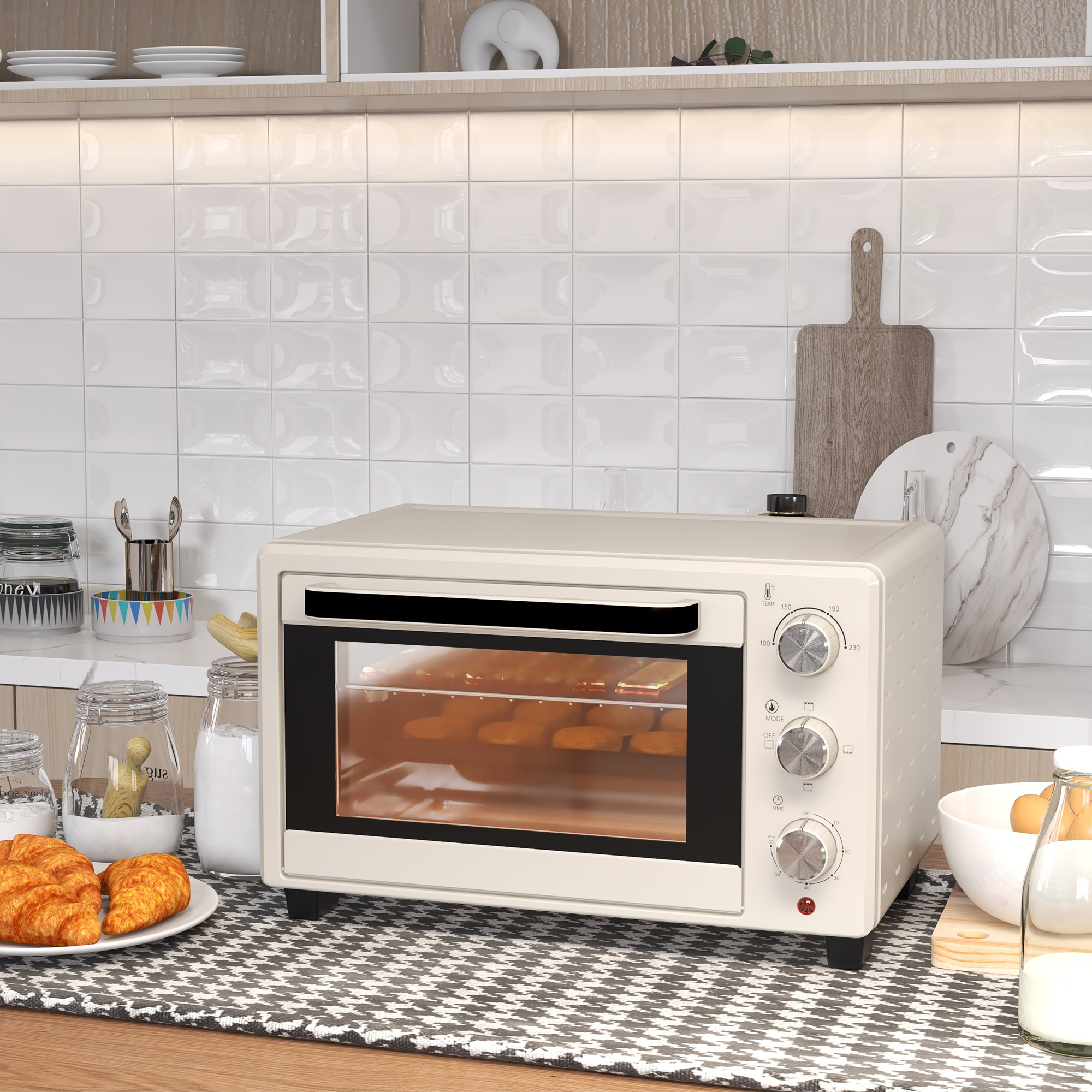 Minioven, 3 Kookmodi, tot 230�� C, 1400W, met Accessoires, 46x38,5x29cm, Cr��me