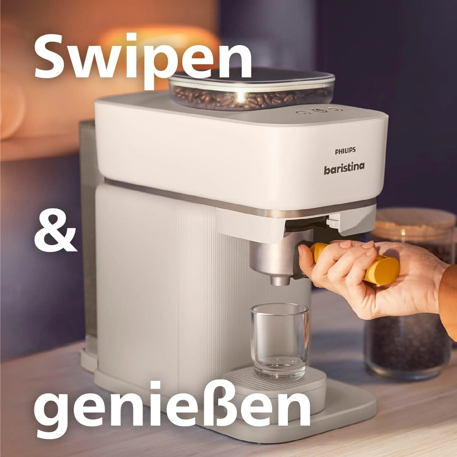 Philips Baristina Espressomaschine - Real Espresso- made simple. Kompakte Kaffeemaschine- Naturwei? mit wei?em Siebtr?ger- 16-bar-Pumpendruck- automatisches Mahlwerk- Cafe Crema (BAR300/00)