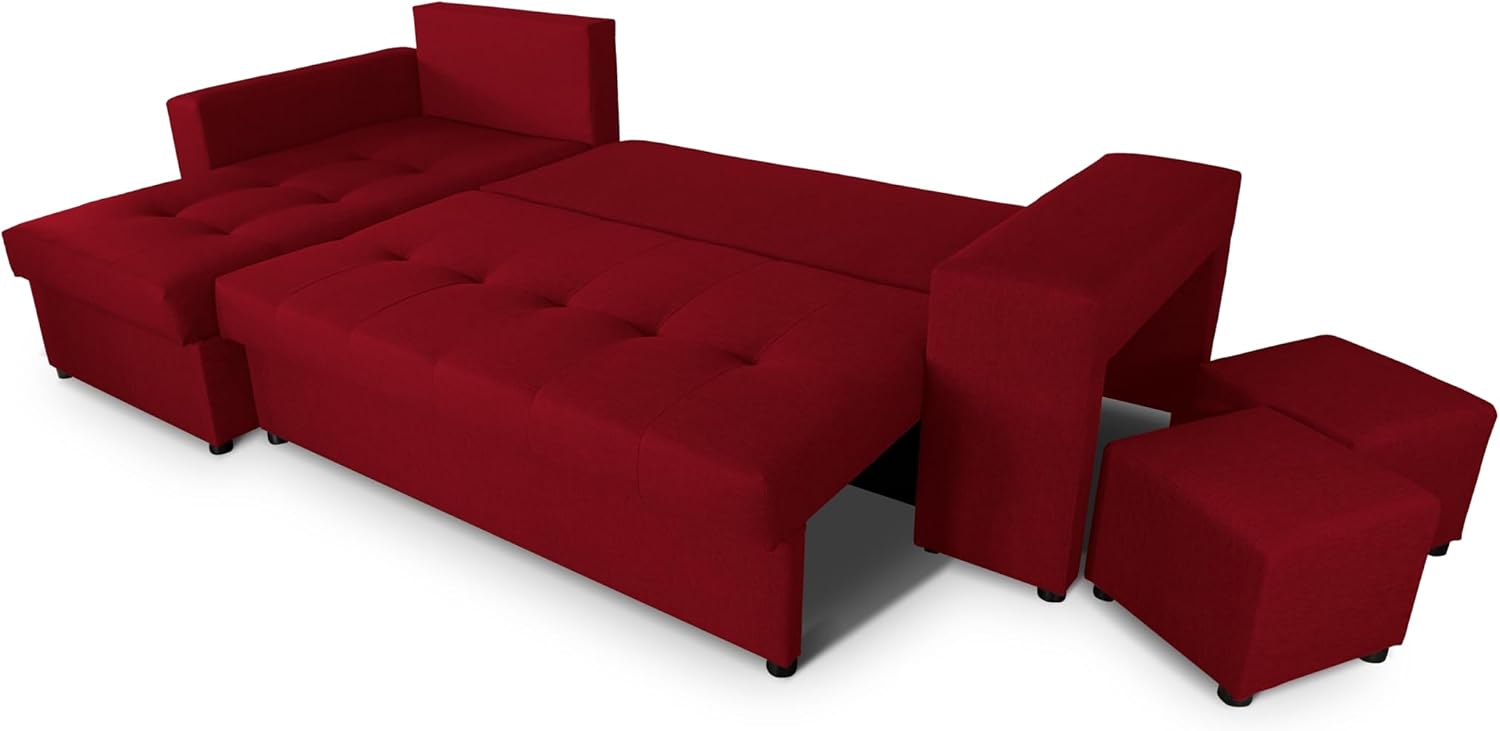 NAWSTOL - Sofa narożna Leon z funkcją spania i skrzynią na pościel – nowoczesna sofa do salonu – możliwość montażu z lewej lub prawej strony (szara + biała sztuczna skóra)