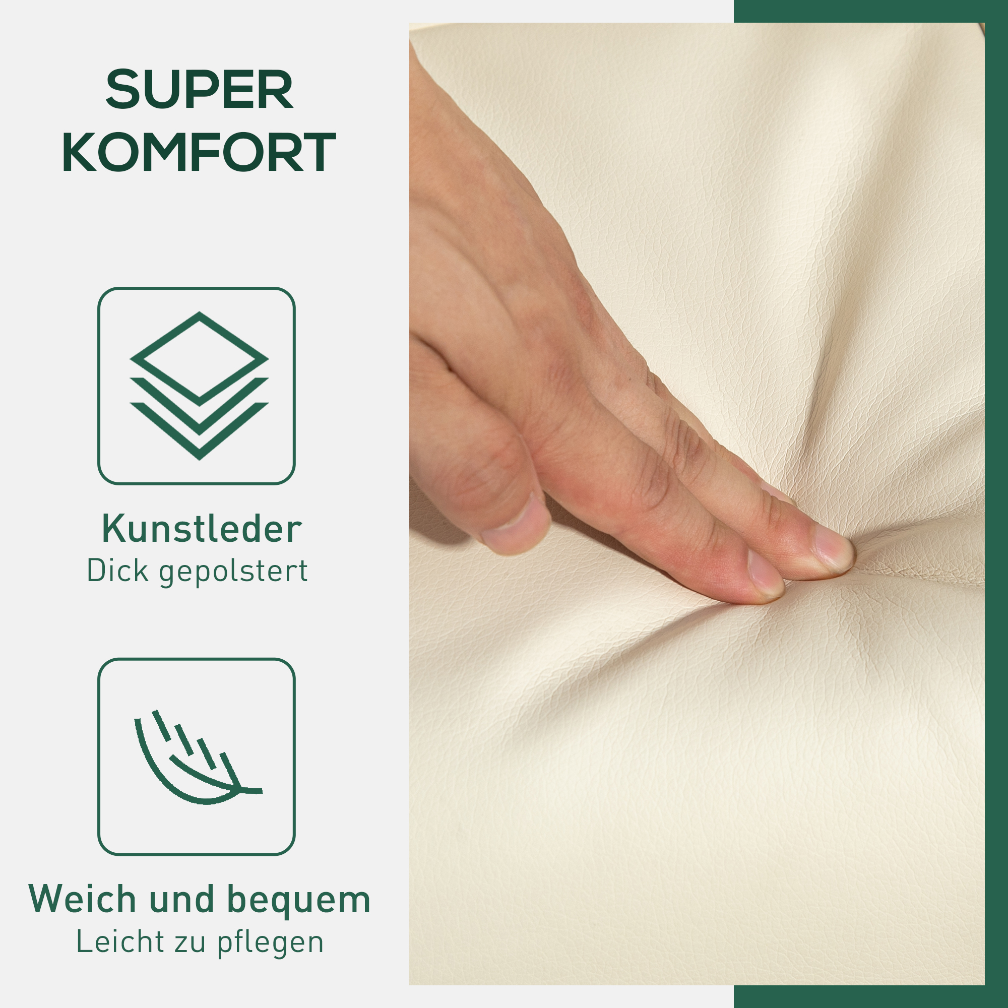 Relaxfauteuil met Hocker, 145�� Kantelbare Rugleuning, 360�� Draaibaar, Kunstleer, Cr��mewit