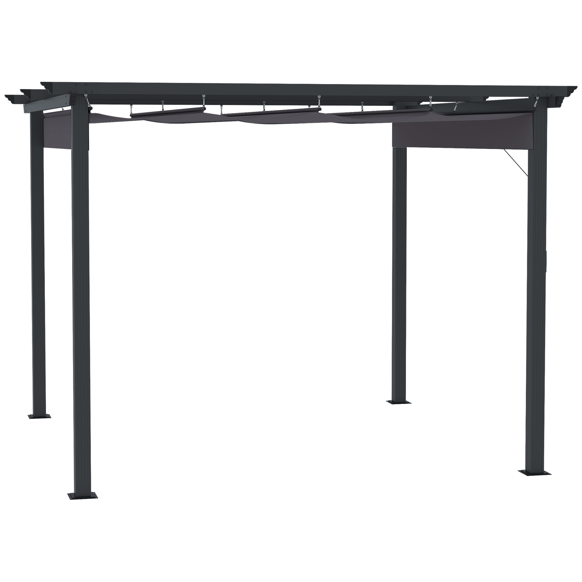 Pergola van   met verstelbare luifel aluminium grijs, zwart 3 x 3 m