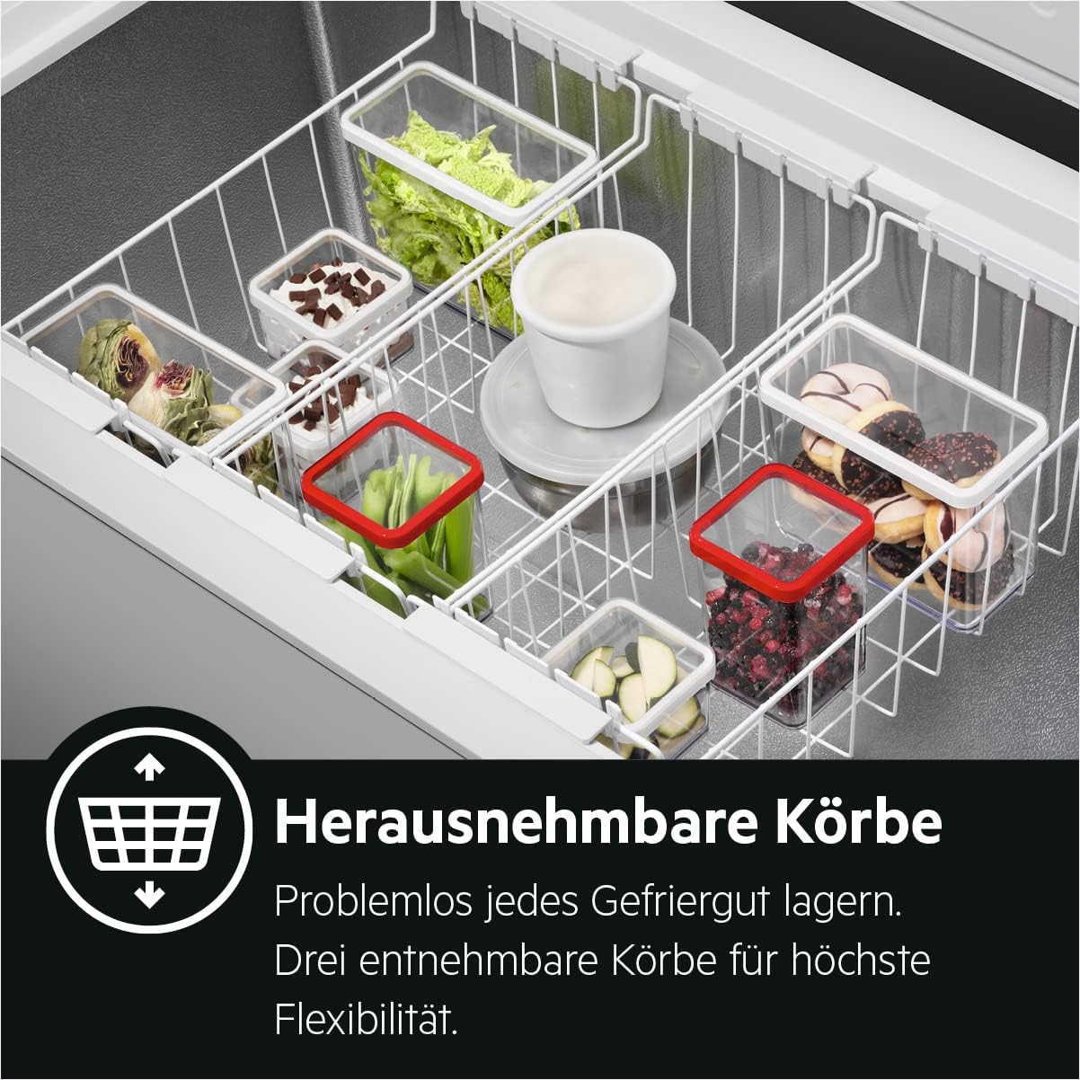 AEG AHB531D1LW Gefriertruhe / 308 L / Effizienzklasse D / LowFrost - weniger Eisbildung / Temperaturalarm / Rollen