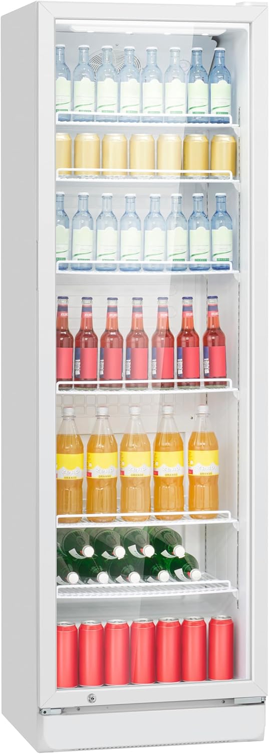 Bomann Kühlschrank mit Glastür | Getränkekühlschrank abschließbar | 6 höhenverstellbare Ablagen | 30kg je Ablage | 347 Liter | Kühlschrank groß | Flaschenkühlschrank m. LED-Licht | KSG 7351 schwarz