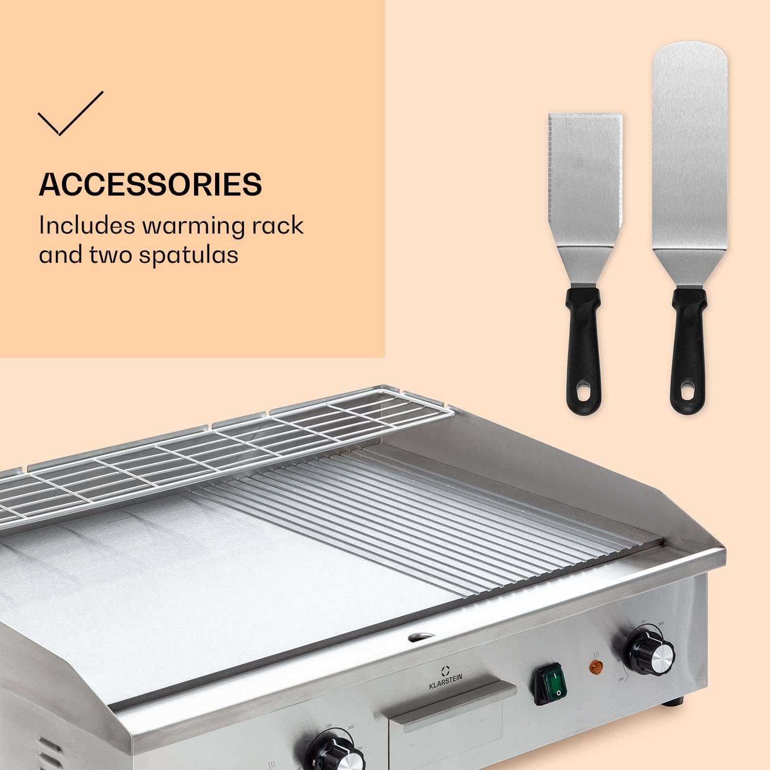Klarstein Elektrogrill, Tischgrill mit LED-Anzeige, Elektrogrill für Balkon & Indoor, Edelstahl Grillplatte mit abnehmbarer Antihaftplatte & Spritzschutz,Grill Elektrisch 200 W