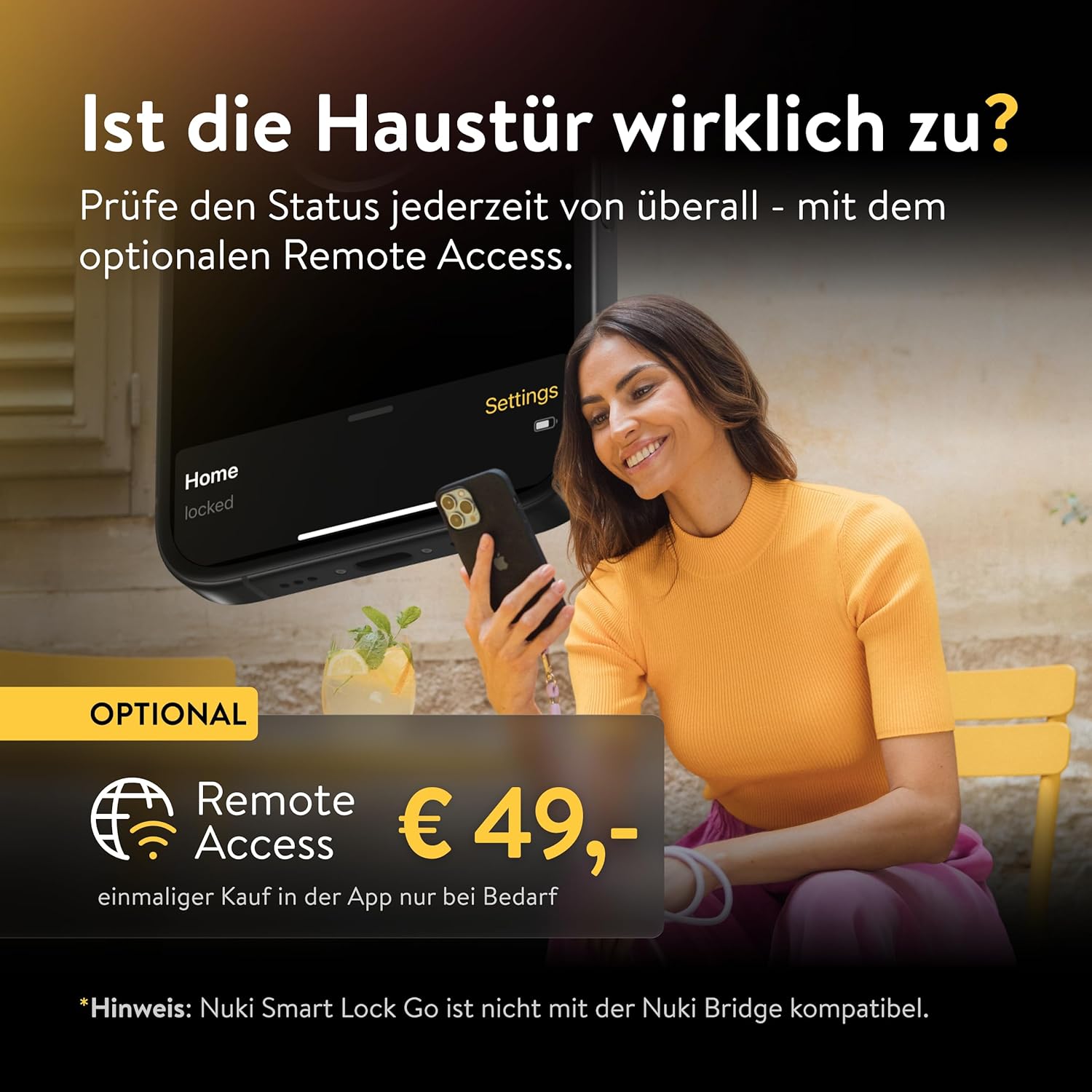 Nuki Smart Lock Go (2025) mit Bluetooth, WLAN & Matter, elektronisches Türschloss macht Smartphone zum Schlüssel, Nachrüsten ohne Zylindertausch – Smart Lock