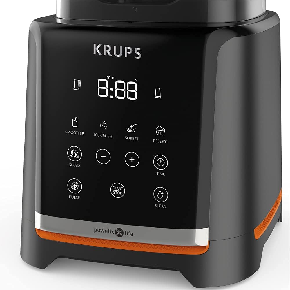 Krups Highspeed- Standmixer InfinyMix KB9158 | 1600 W | 5 automatische Programme + manuelle Einstellung | Tritanbehälter | inkl. Rezeptheft | Smoothies, Shakes, Crushed Ice | Schwarz