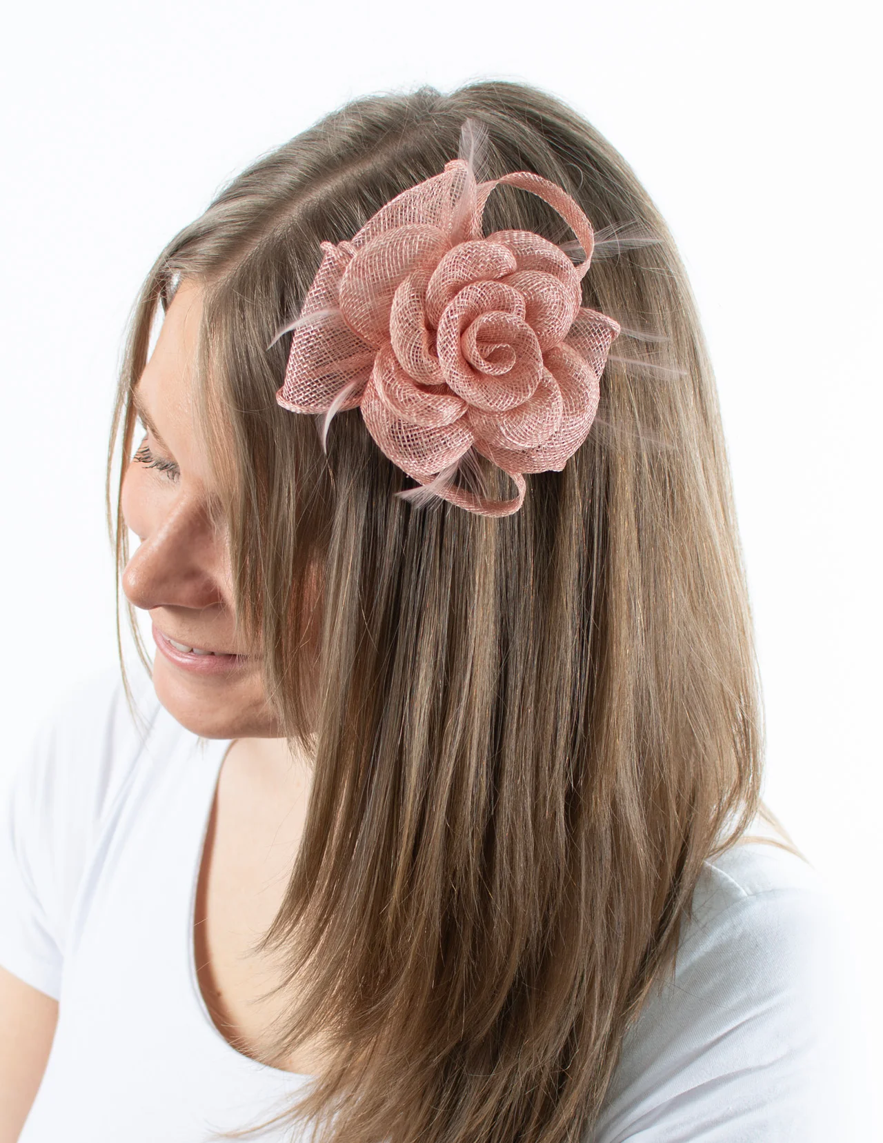 Fascinator | Small Rose Brooch | Dusky Pink