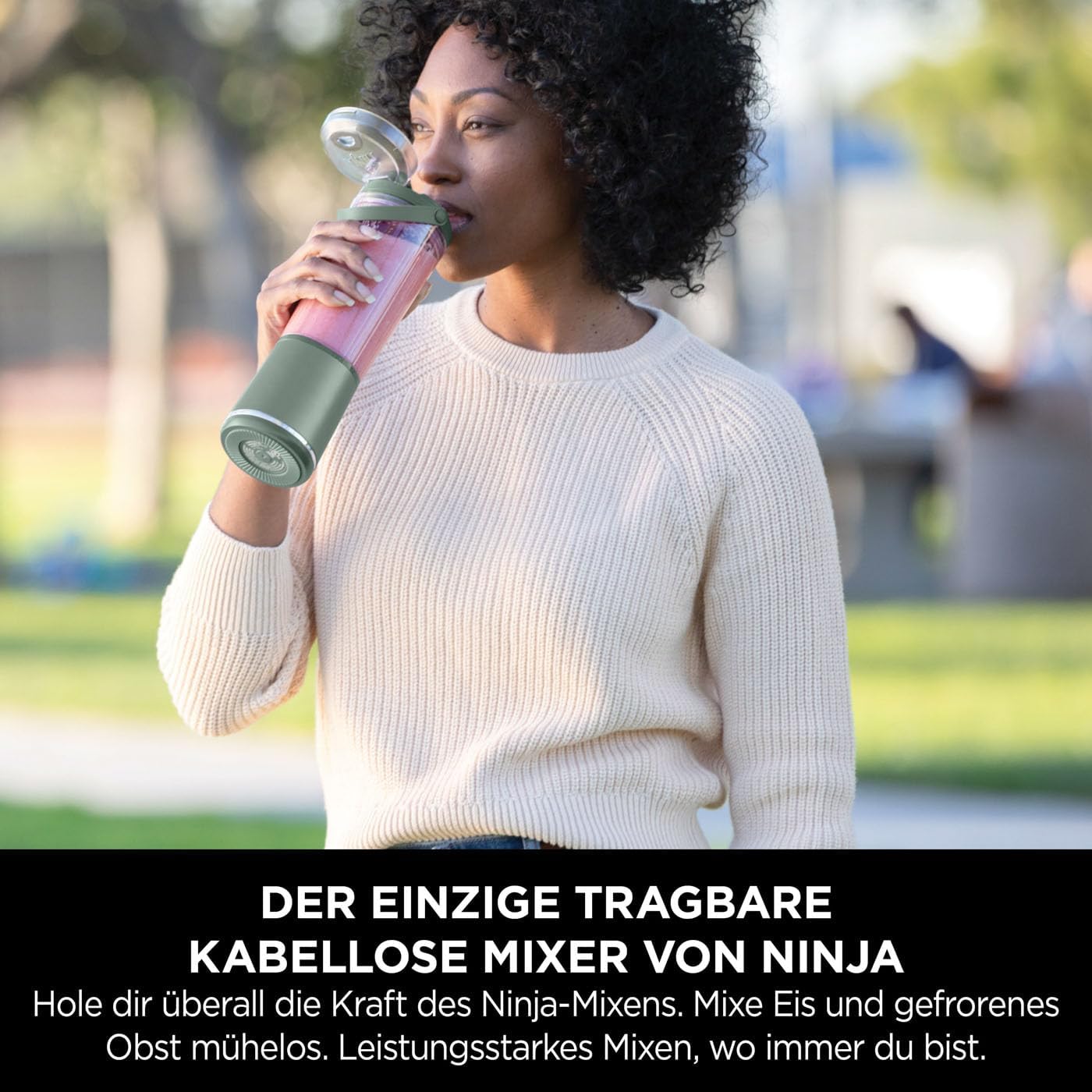Ninja Blast Tragbarer Mixer / Blender / Smoothie Maker, 530ml Becher, Auslaufsicherer Deckel, Leistungsstarker Mini Standmixer, Kabellos & Wiederaufladbar, Zerkleinert Eis & Obst, Schwarz, BC151EUBK
