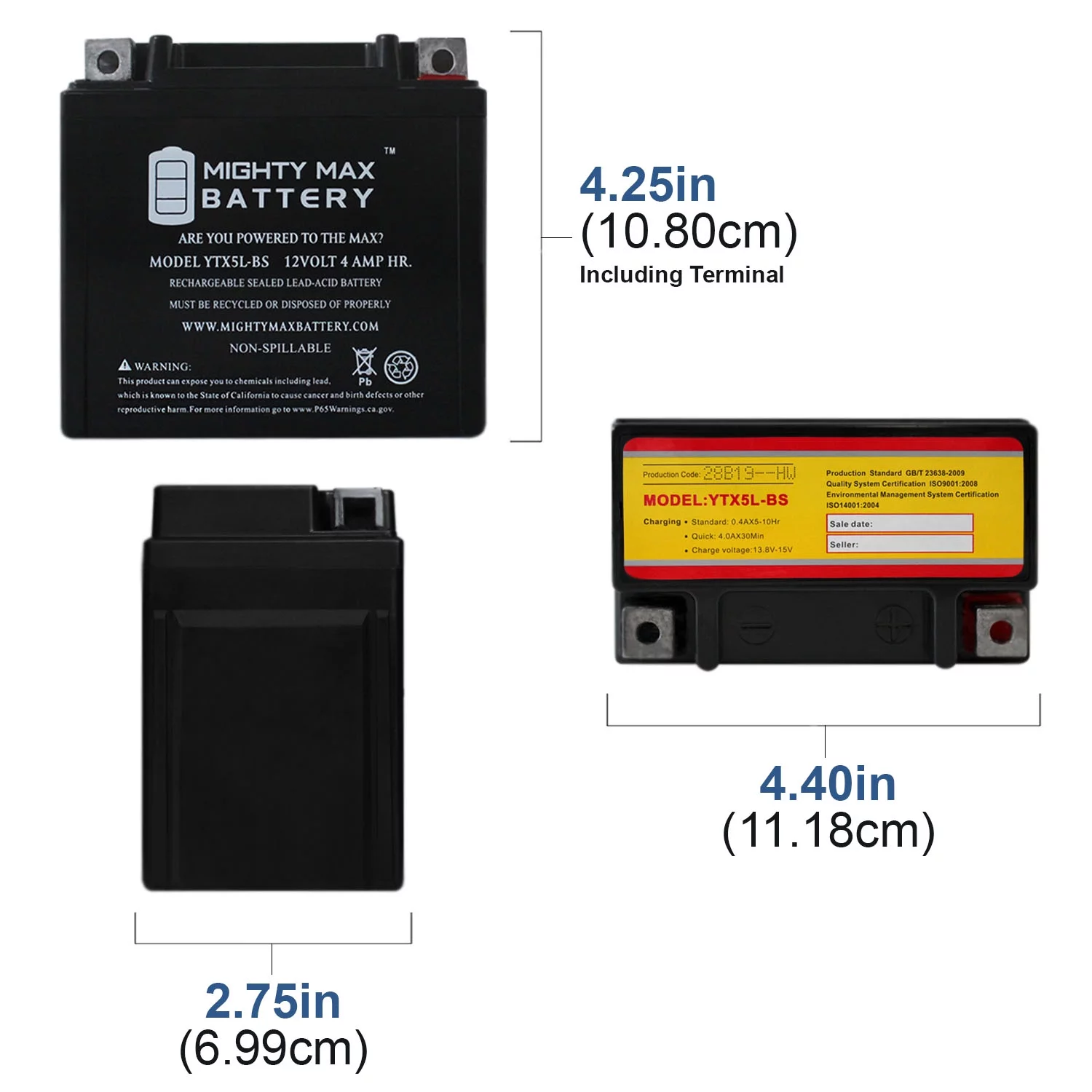 2025 YTX5L-BS Batterij Vervangt Aprilia SR H2O Di-Tech 50 00-04 �C 4-Pack