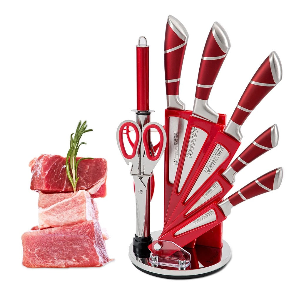 9 Piece Red Knives Set