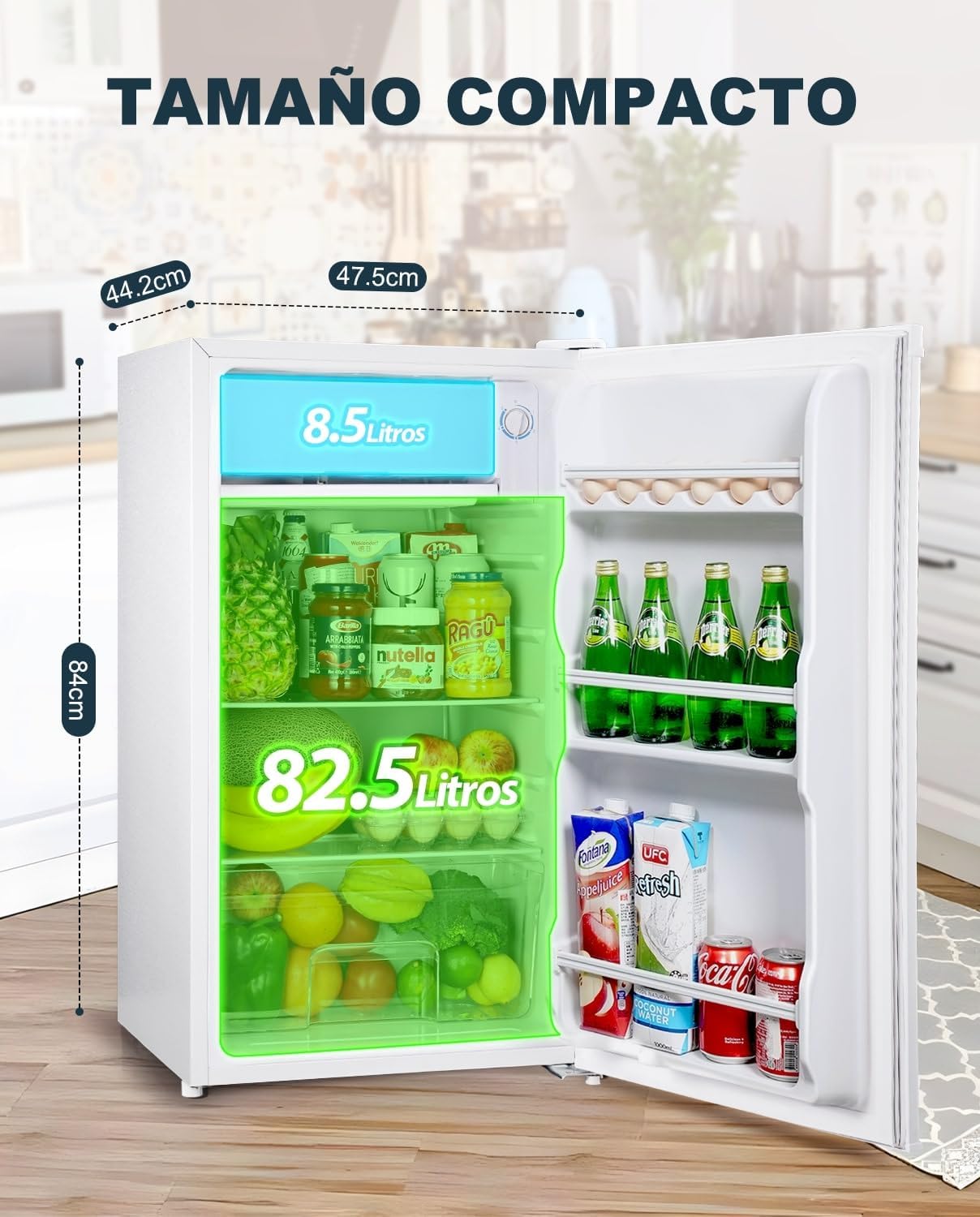 Upstreman Fridge with Freezer, Small Fridge 91L Compact – Mini Fridge White, Energy Efficiency E, Quiet, Ideal for Bedroom, Office or Kitchen White-BR321