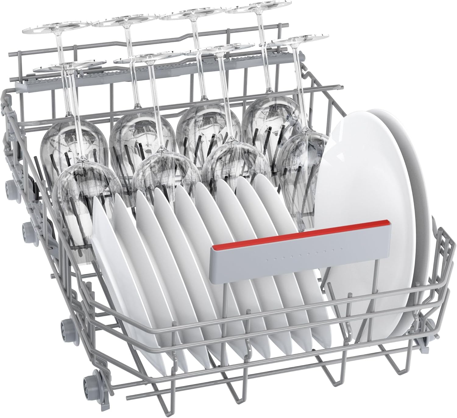 Bosch SPV2IKX10E Serie 2 Smarter Geschirrspüler vollintegriert, 45 cm breit, Besteckkorb, Extra Trocknen auf Knopfdruck, InfoLight roter Lichtpunkt am Boden, AquaStop Schutz gegen Wasserschäden, Weiß