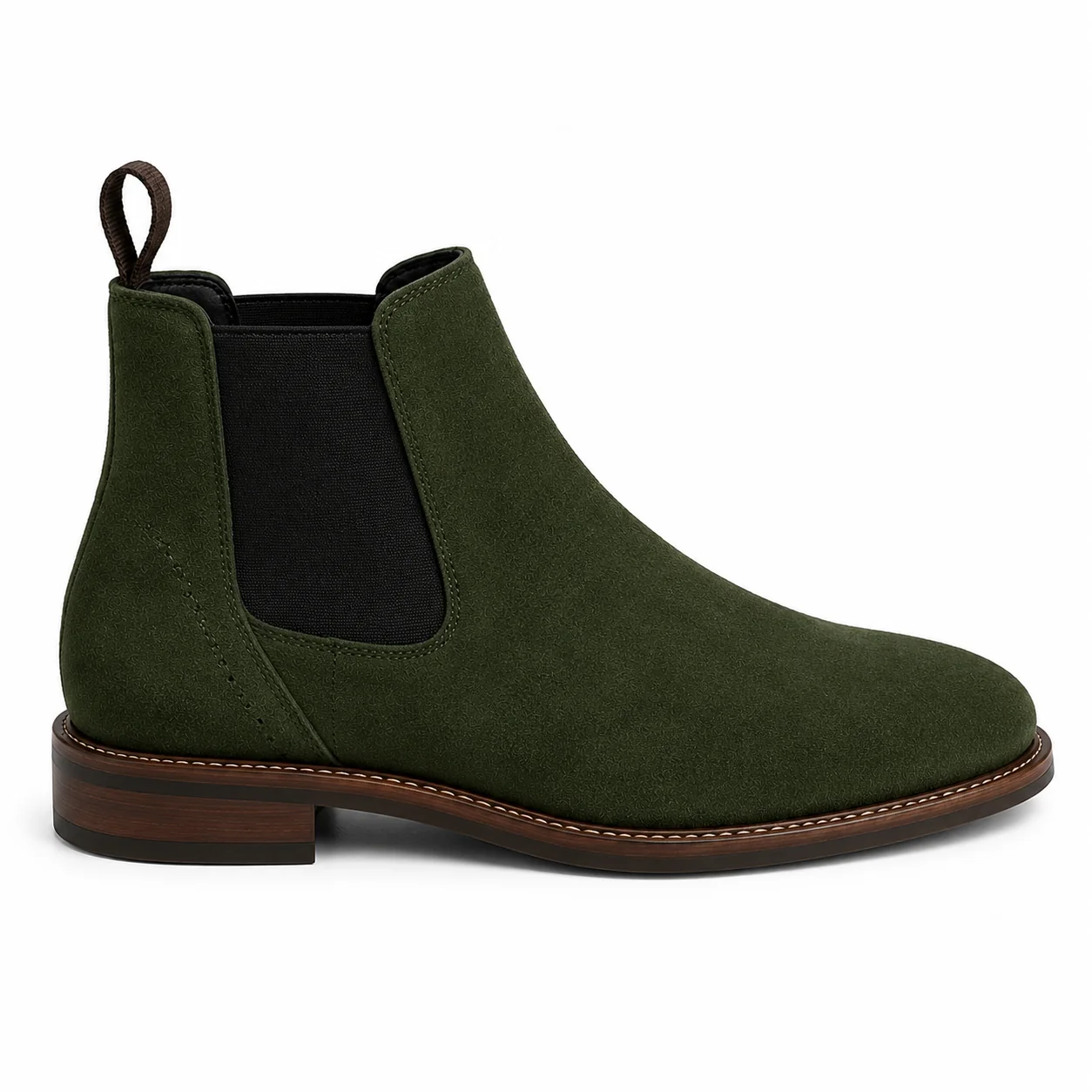 Men��s Olive Green Chelsea Boots �C Suede Finish Design