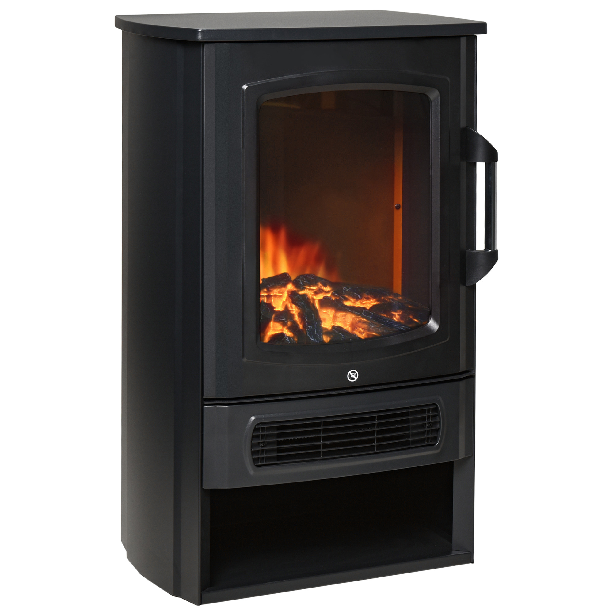 Elektrische kachel met vlameffect thermostaat 1000 W / 2000 W 20 �O zwart metaal 25 x 25,4 x 52 cm