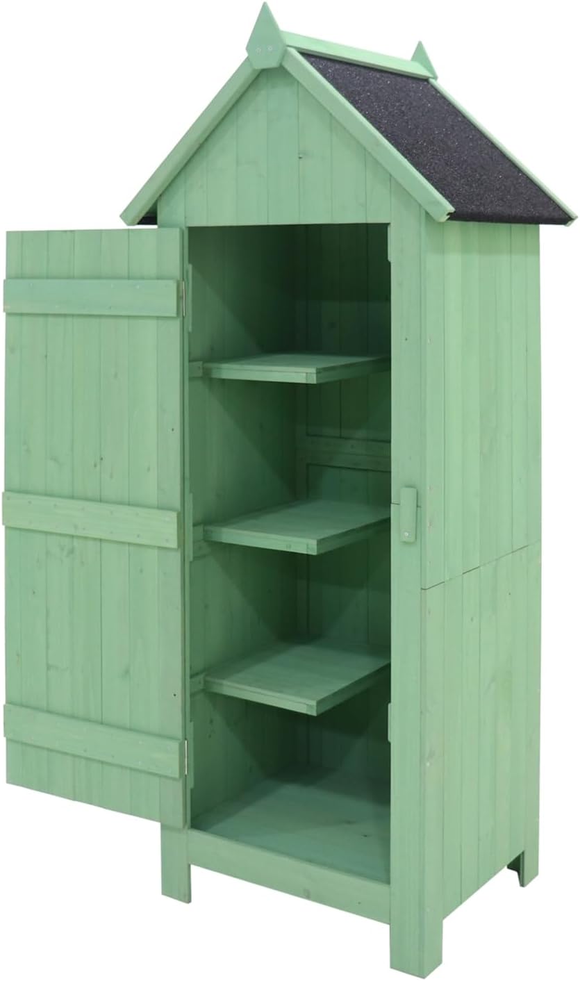 Gartengeräteschrank aus Holz Praktischer Stauraum für Garten und Terrasse Bitumendach Outdoor HTI living