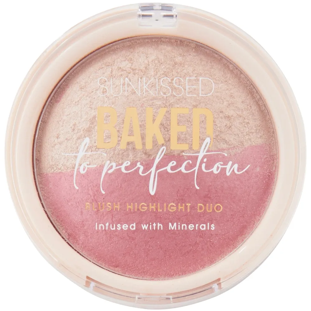 Sunkissed Baked Blusher & Highlighter a?? Mineral Powder Pink & Gold Glow 17g