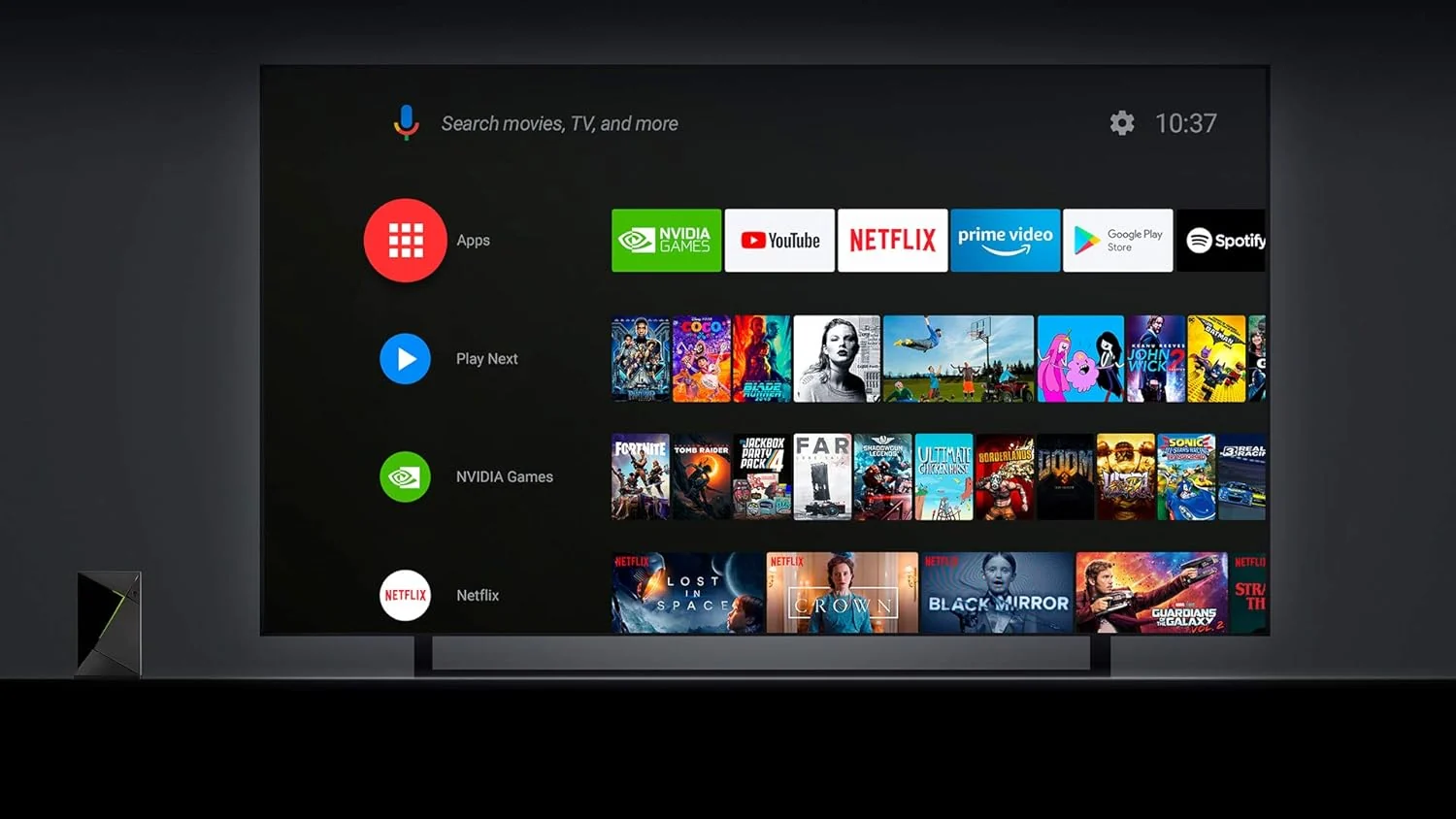Nvidia Shield TV Pro, Procesador con Control Remoto, Chrome, Negro