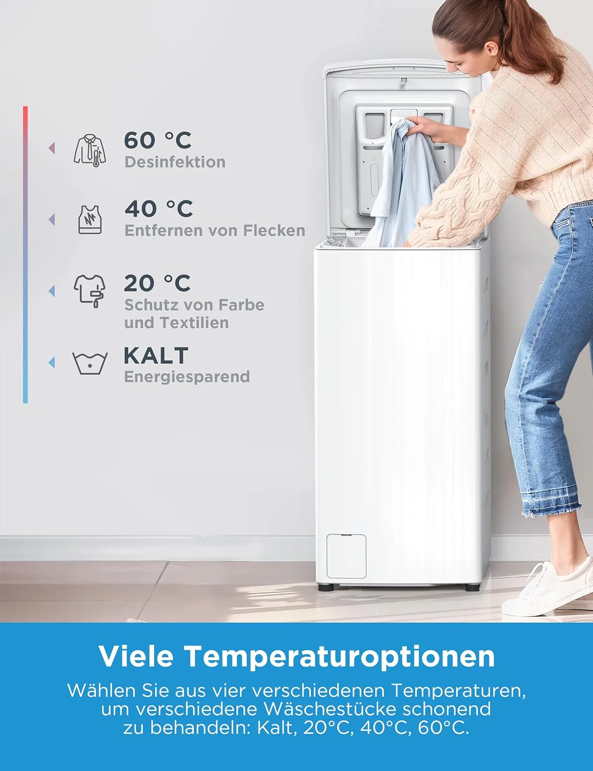 Midea bovenlader wasmachine MF10ET70B / 7KG / A / 1200 tpm/BLDC invertermotor/stoomfunctie/SoftOpener/XL deursopening/kort 15'&45' / meerdere temperatuuropties/AquaStop, wit