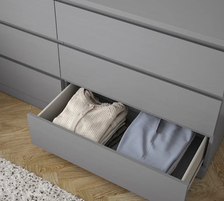 2025 IKEA MALM ladekast met 6 lades ?C Grijs gebe?nd, 160 x 78 cm, modern design